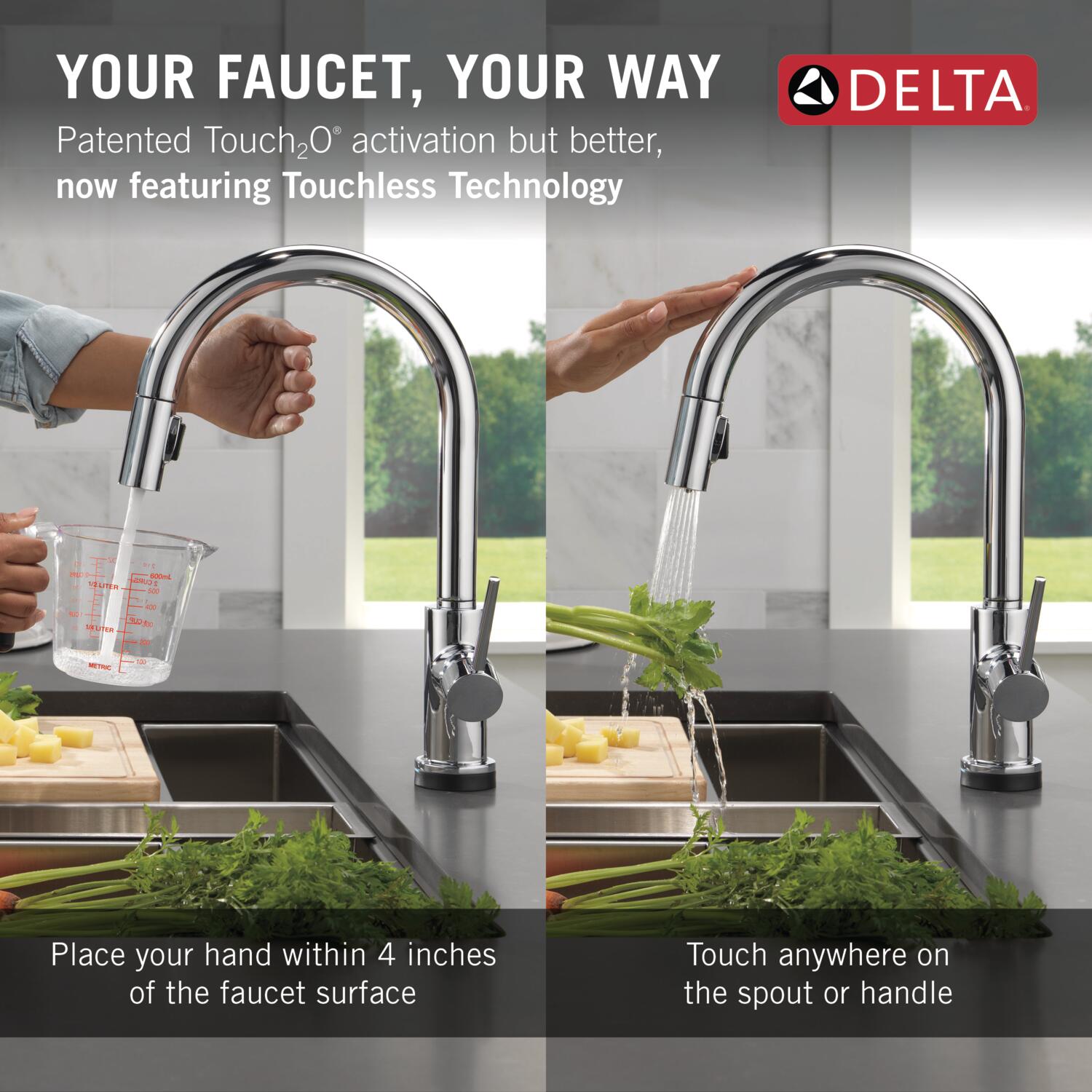 Delta Trinsic Chrome Single Handle Touchless Pull-down Kitchen Faucet ...