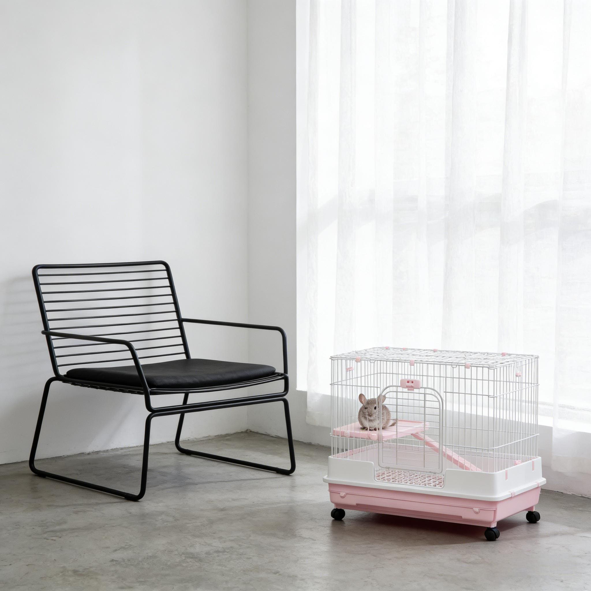 VELMONT INC Small Animal Rabbit Hutch with Wheels Indoor Cage Pink ...