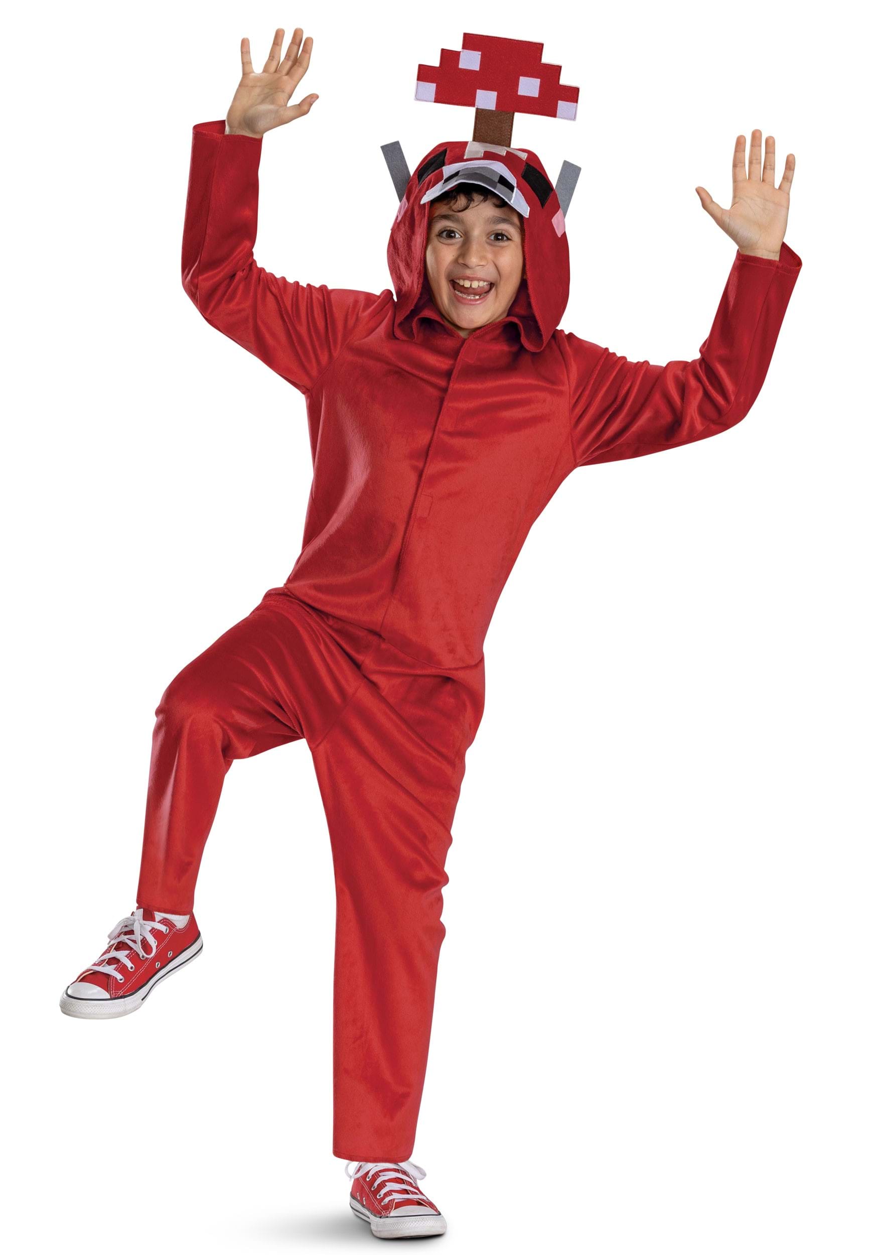 Disguise  Minecraft Kid's Mooshroom Hooded Jumpsuit Costume Minecraft Costumes 7/8