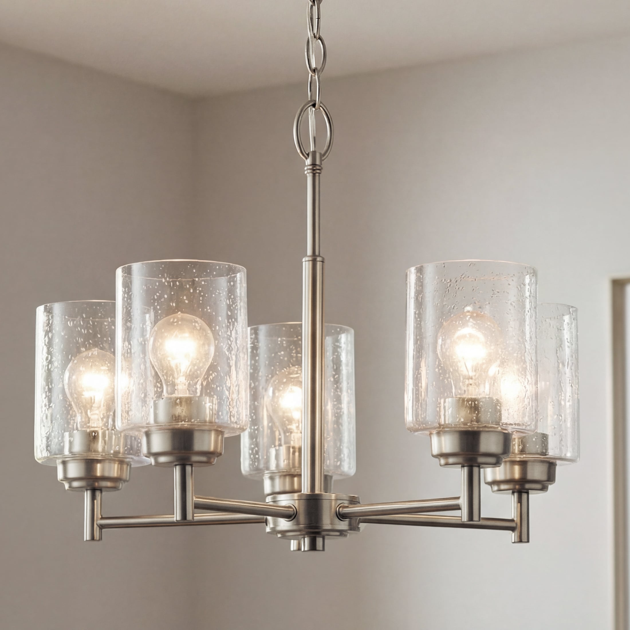 Kichler Winslow 5 -Light Brushed Nickel Seeded glass Metal Chandelier