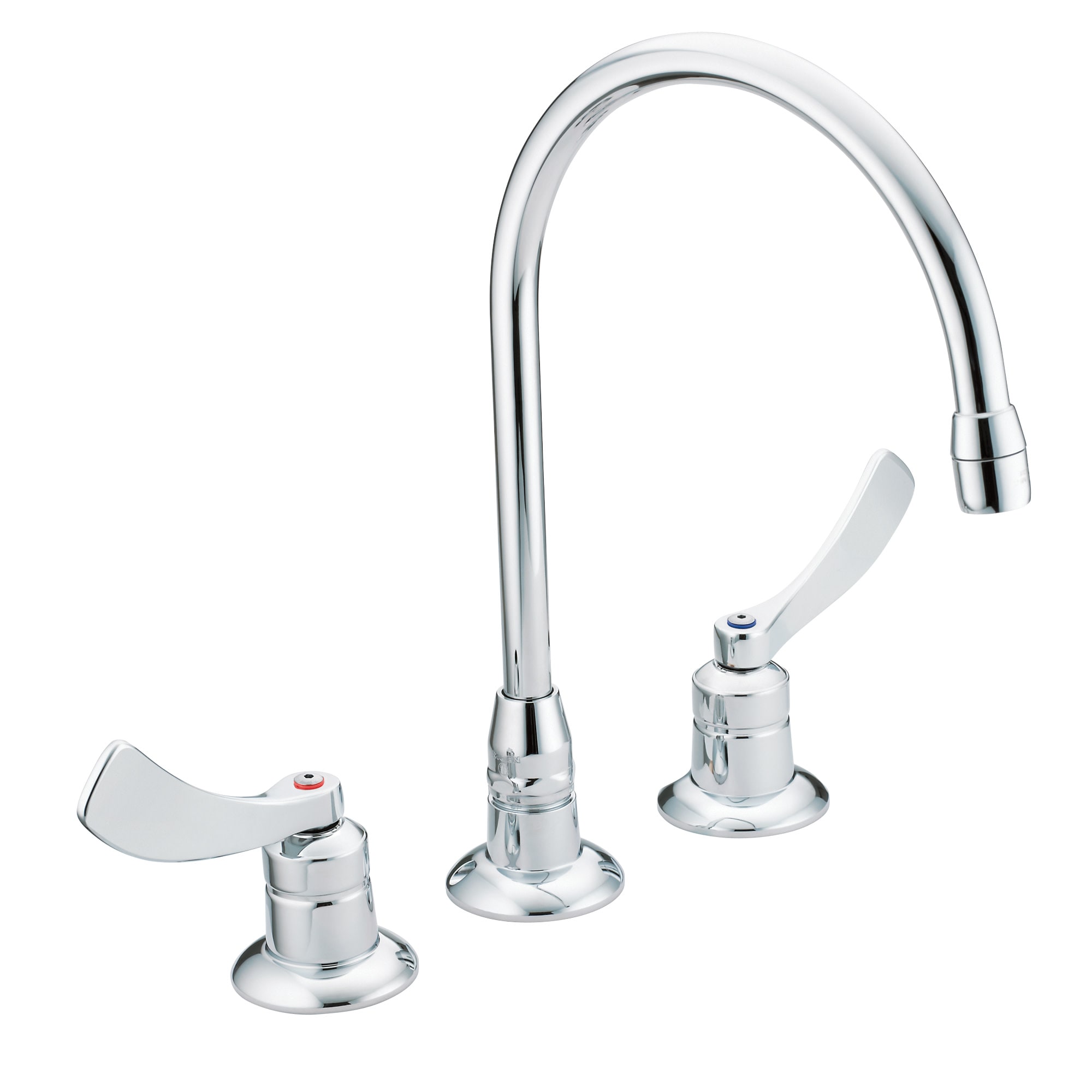 Moen 8225SMF15 M-Dura Chrome Widespread 2-handle High-arc Commercial Handle Bathroom Sink Faucet with Drain