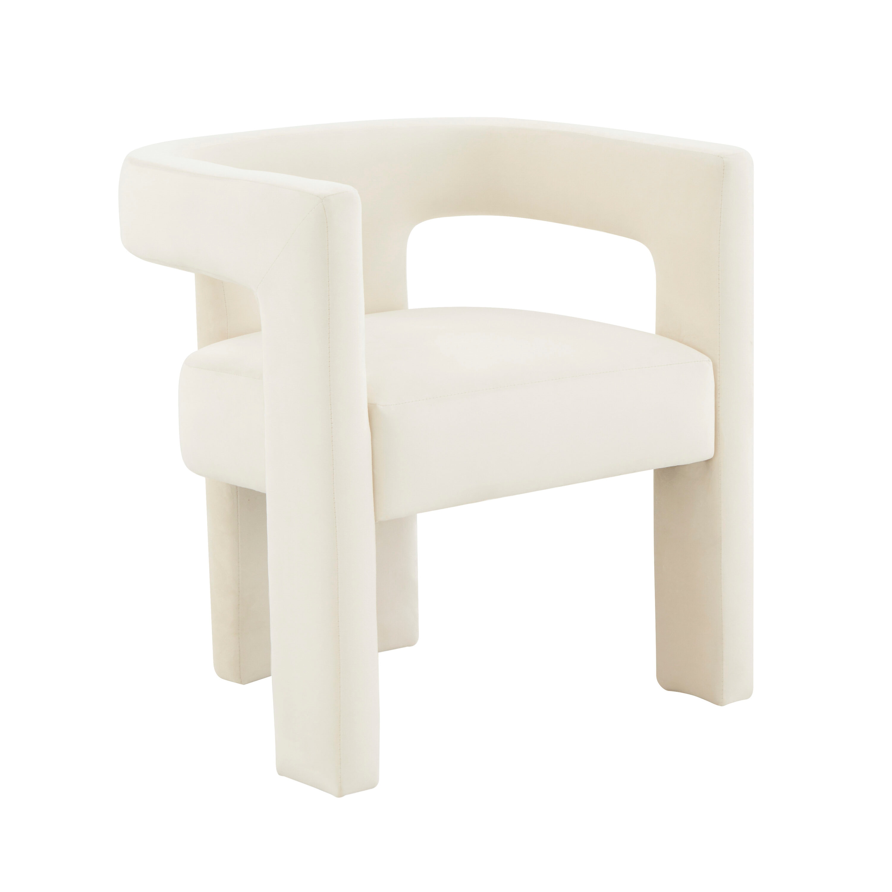 Cream Velvet Handcrafted Contemporary Arm Chair