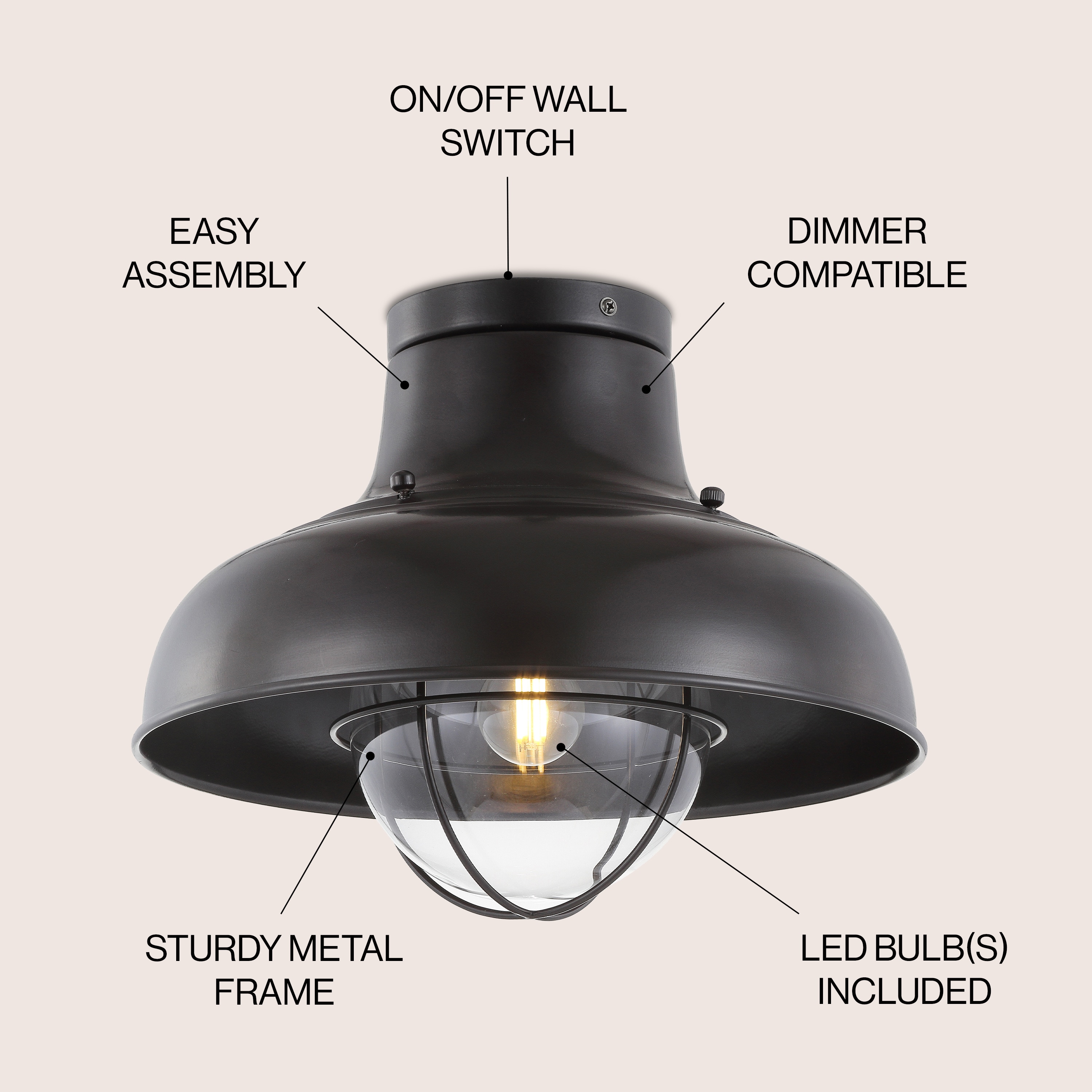 Cameron 13" Rustic Bronze Clear Glass LED Semi-Flush Mount