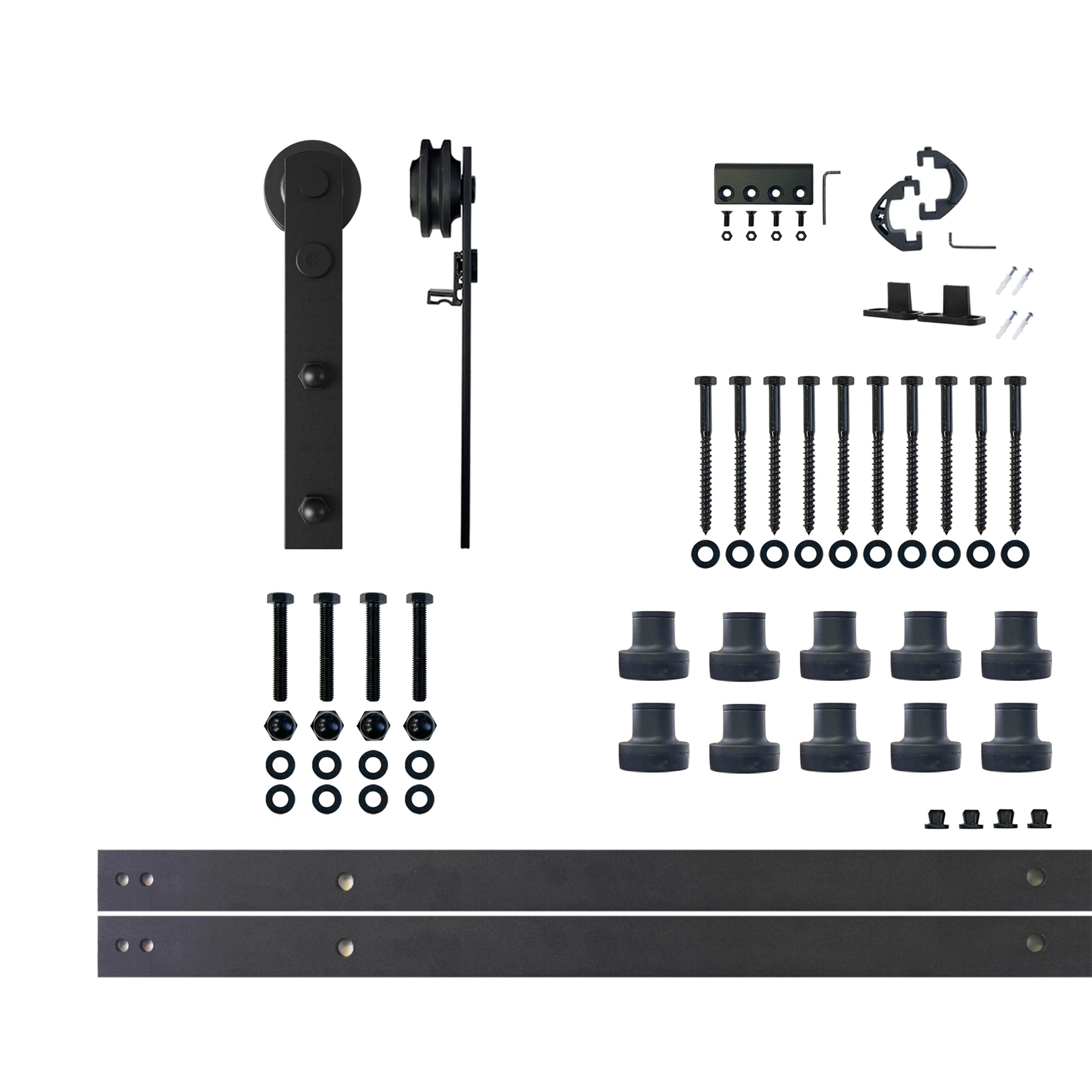 HOMACER ZT1TGH168C 168-in Rustic black Black Indoor I-strap Single Barn door hardware kit