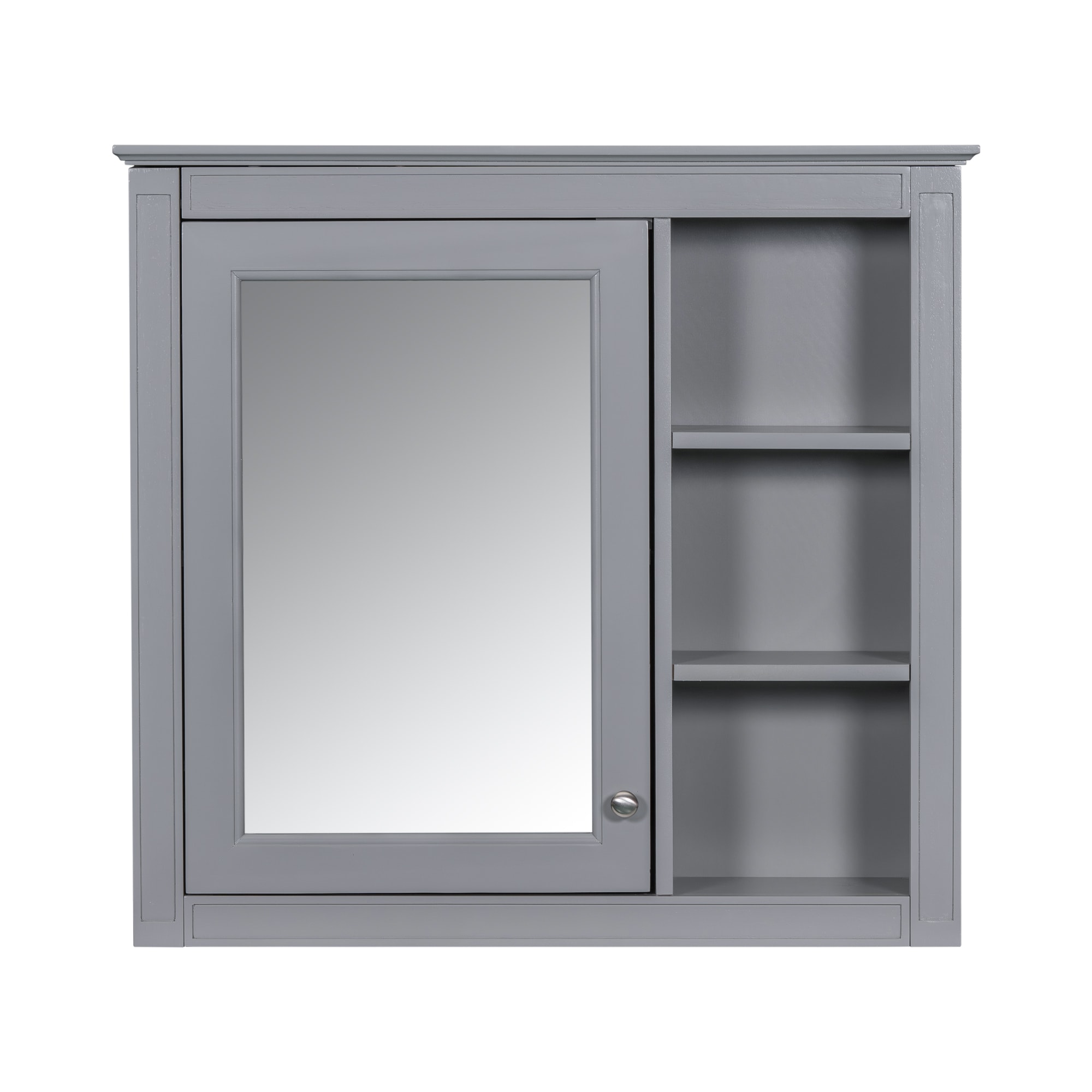 Forclover 30-in x 28-in Surface Mount Gray Mirrored Rectangle Soft Close Medicine Cabinet