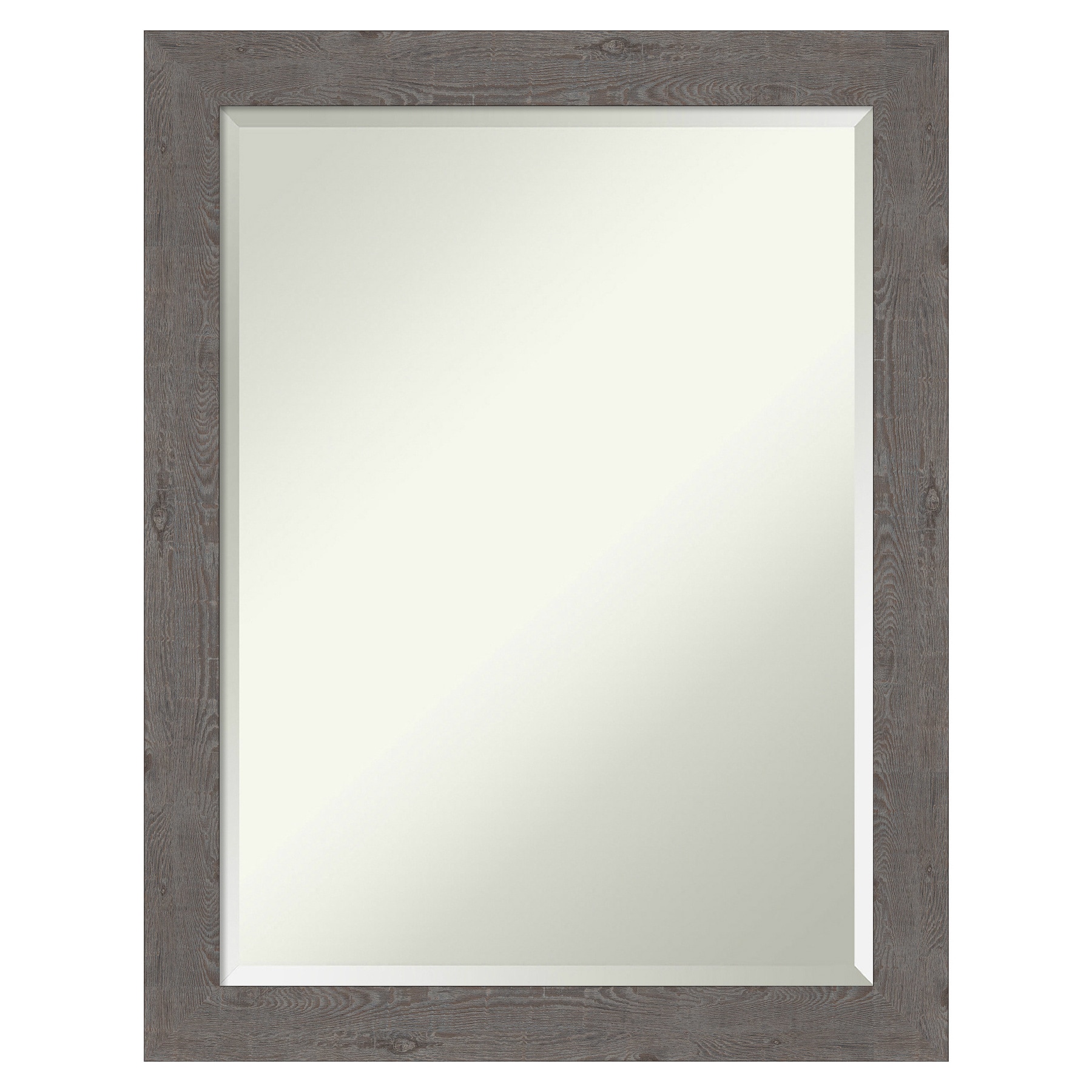 Rustic Plank Grey Rectangular Wood-Textured Bathroom Mirror - 21.38 x 27.38 in