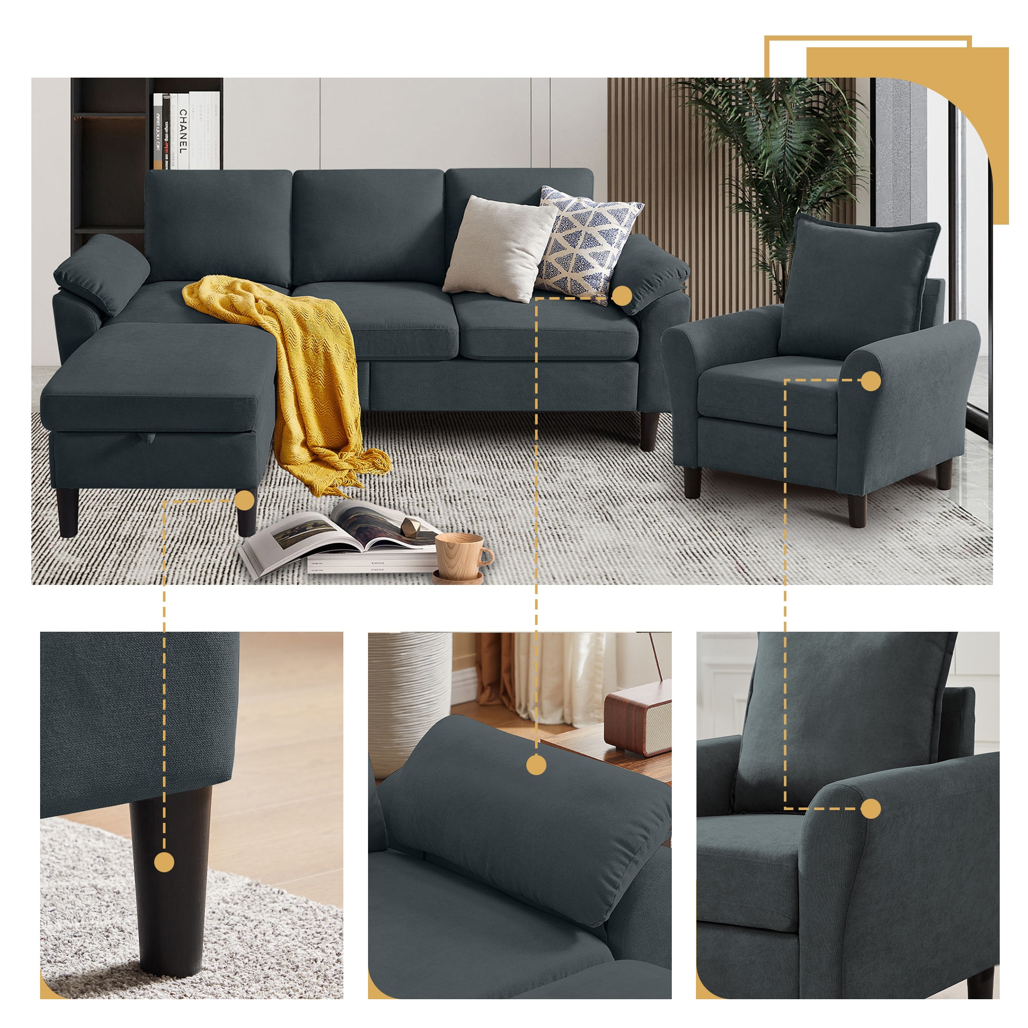 Jarenie YMX2602DG Living-Room-Sets - View #6