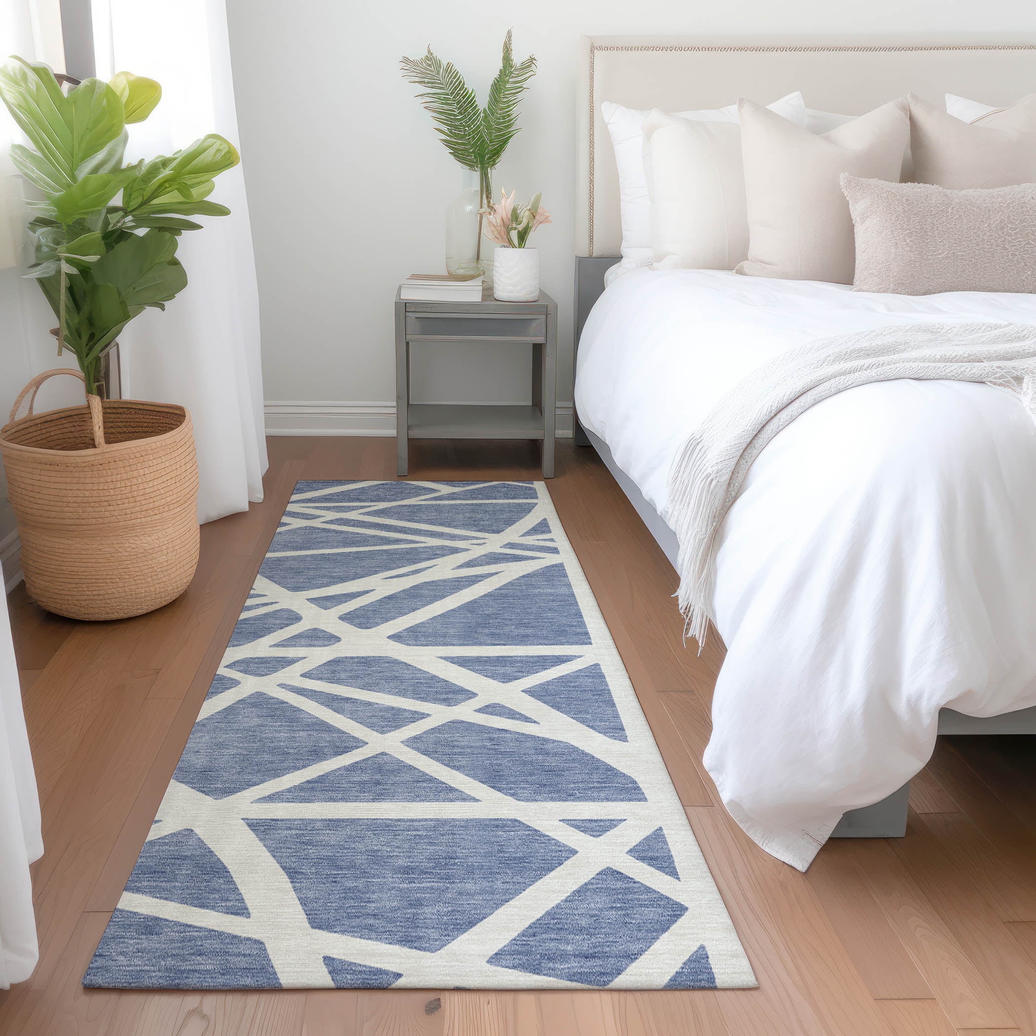 Addison Rugs ACN1040DN2X8 Chantille ACN1040DN 2 x 7 (ft) Polyester Denim Rectangular Indoor/Outdoor Geometric Machine washable Runner rug