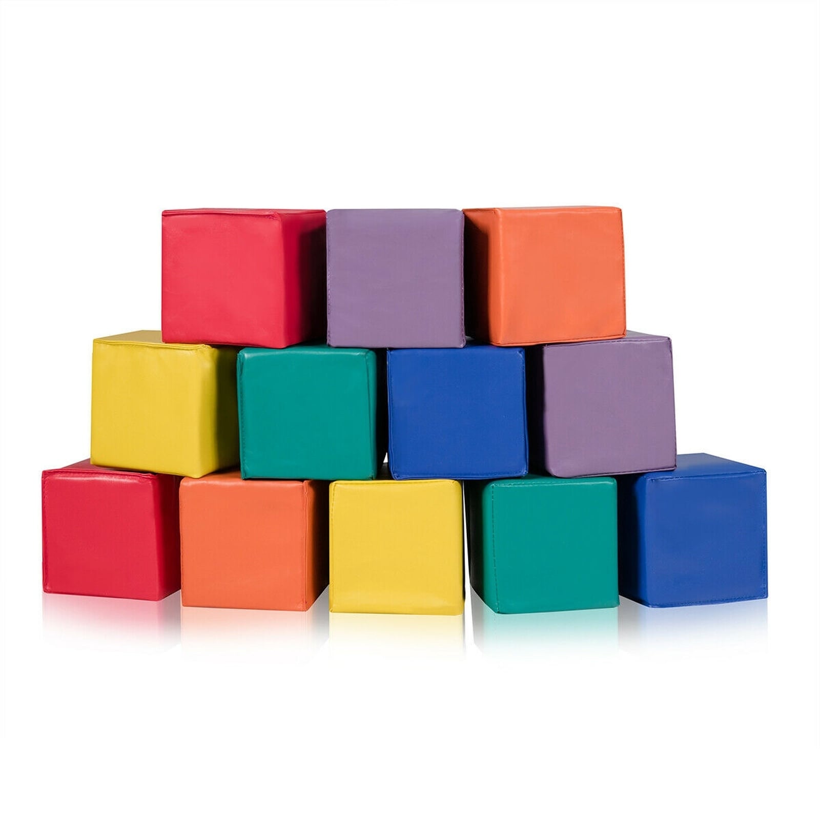 SUGIFT - 12 Piece 5.5-in Soft Foam Building Blocks for Toddlers Colorful Stacking Blocks for Crea...