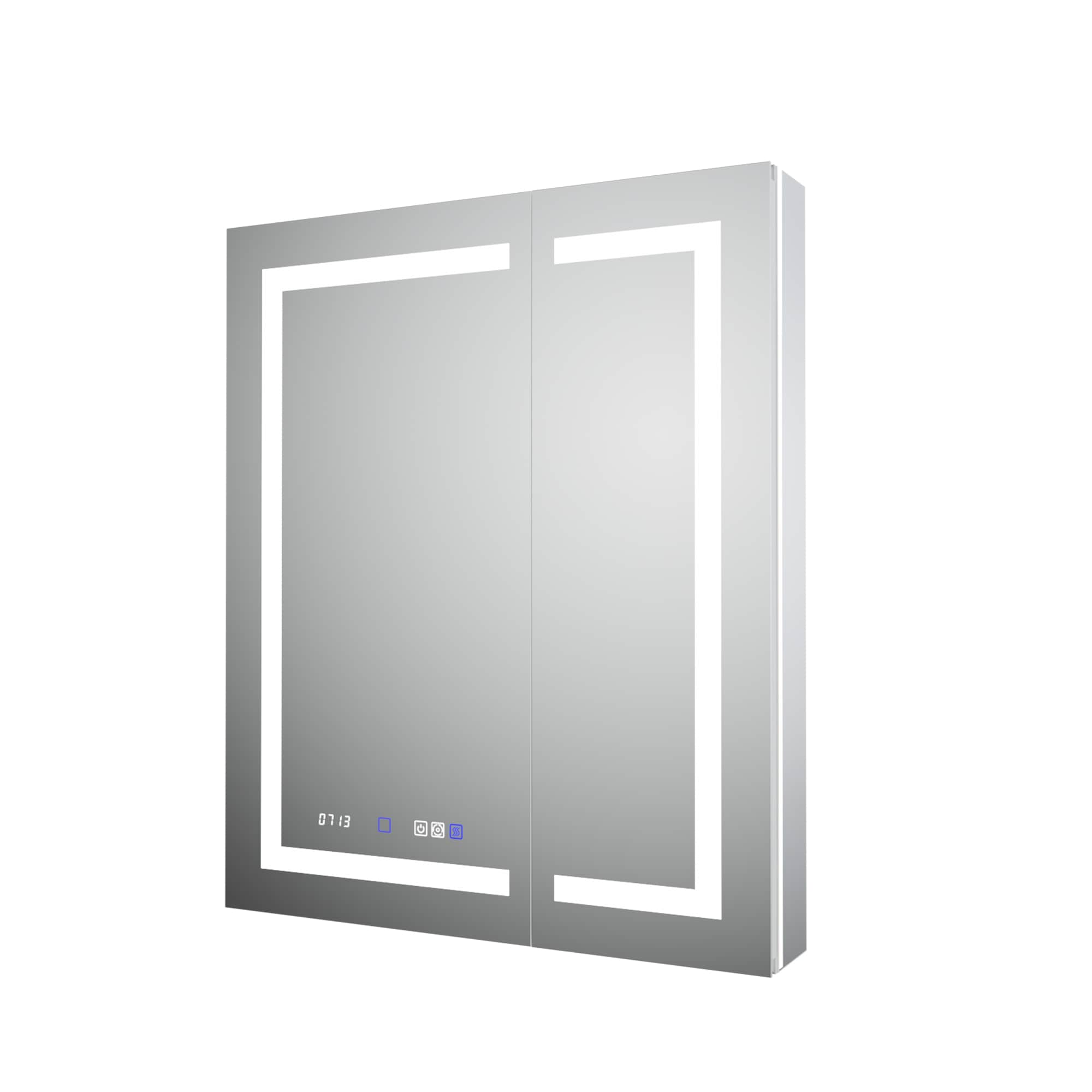 AAZJ EX11 30-in x 36-in Lighted LED Fog Free Surface/Recessed Mount Silver Mirrored Soft Close Medicine Cabinet