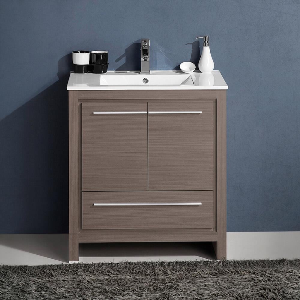 Fresca FCB8130GO-I Allier 30-in Gray Oak Single sink Bathroom Vanity with White Ceramic Top