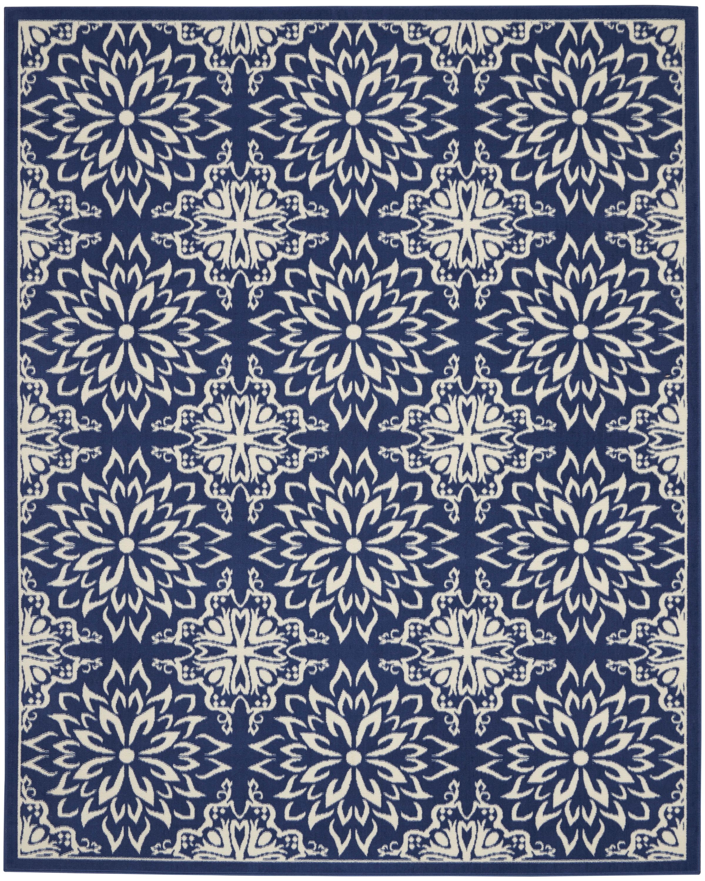  Home Jubilant 8 x 10 ft Navy Ivory Indoor Area Rug