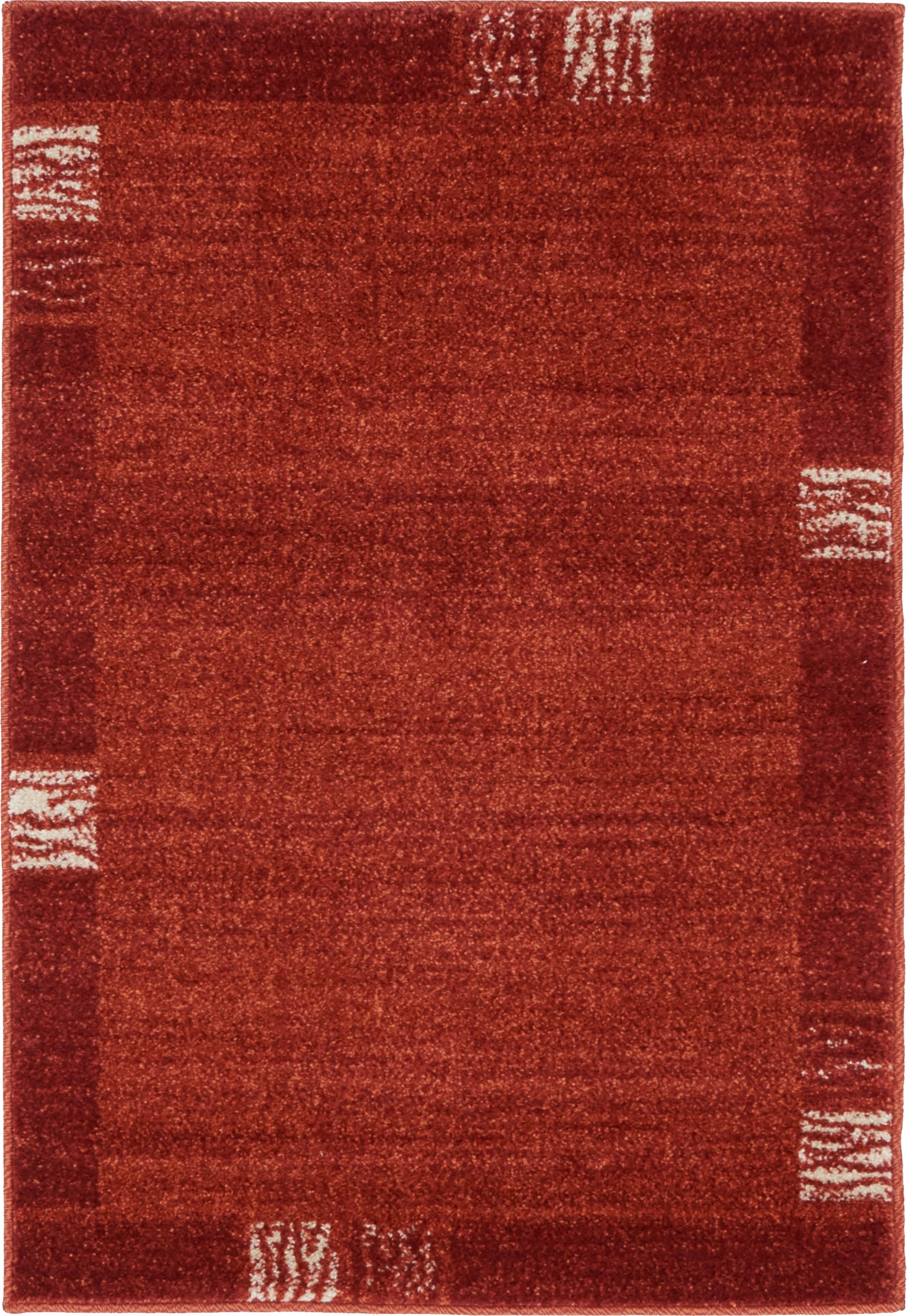 Unique Loom 3133757 Sarah Del Mar 2 x 3 (ft) Loomed Polypropylene Rust Red/Terracotta Rectangular Indoor Geometric Industrial Area rug