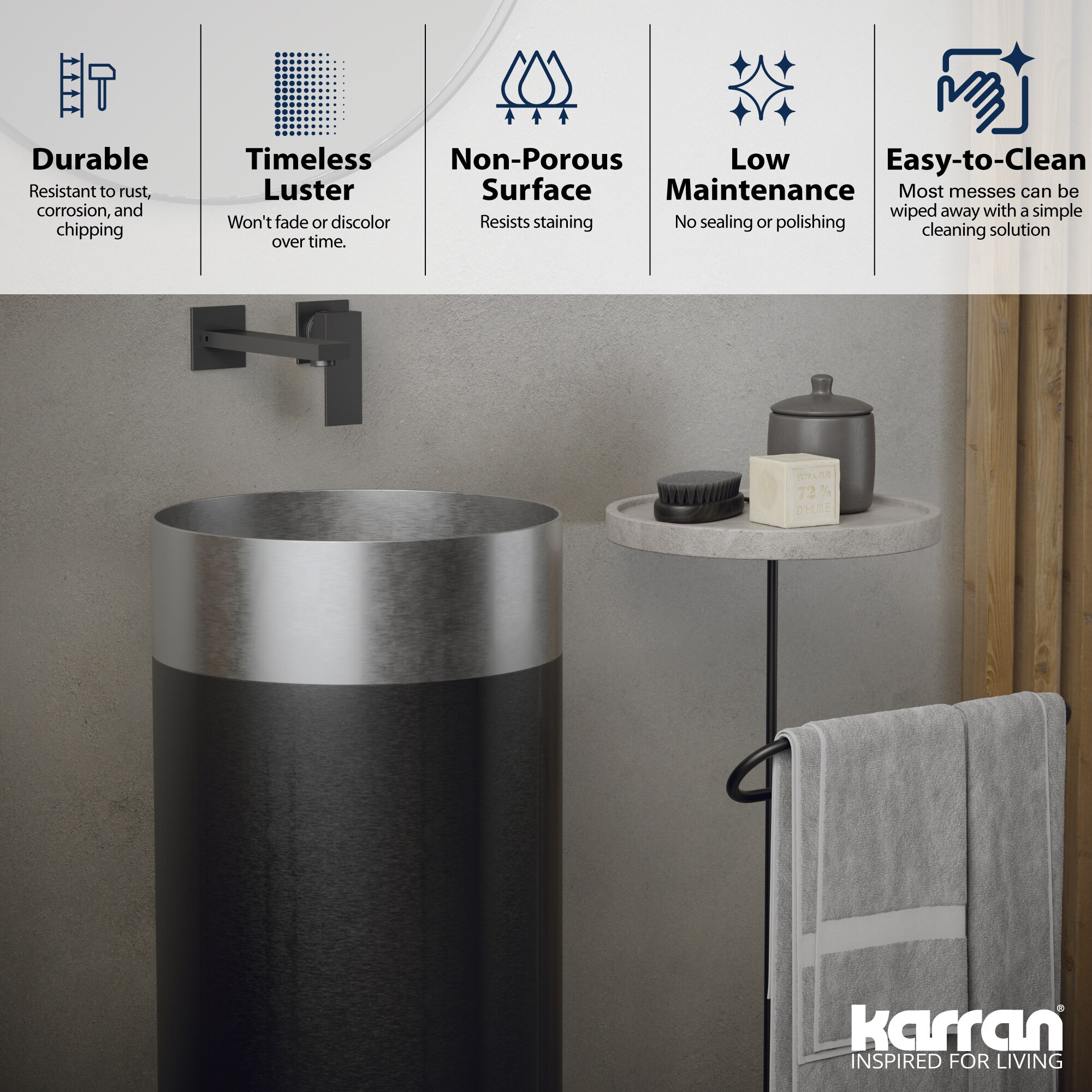 Karran CCP300SS Complete-Pedestal-Lavatories - View #5