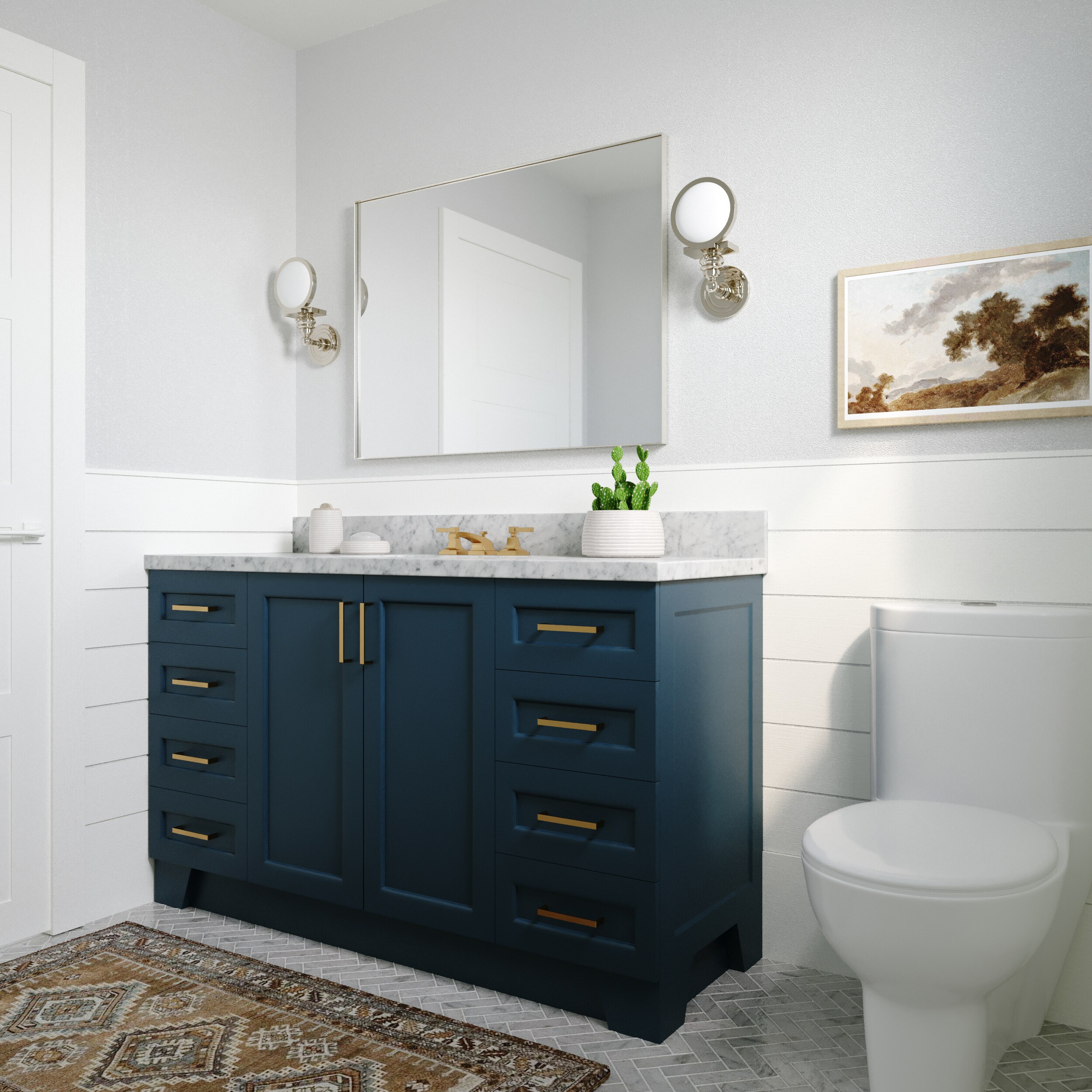 Ariel Taylor 60-in Midnight Blue Bathroom Vanity Cabinet In The 