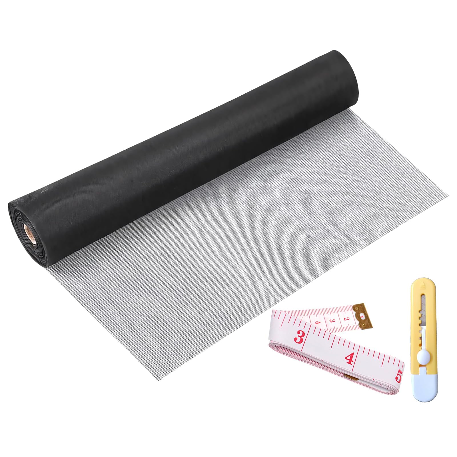 Phyfalip  Window Screen Replacement Kit 32 Inch X 132 Feet Durable Nanofiber Mesh Roll for Doors and Windows Black durable home and garden