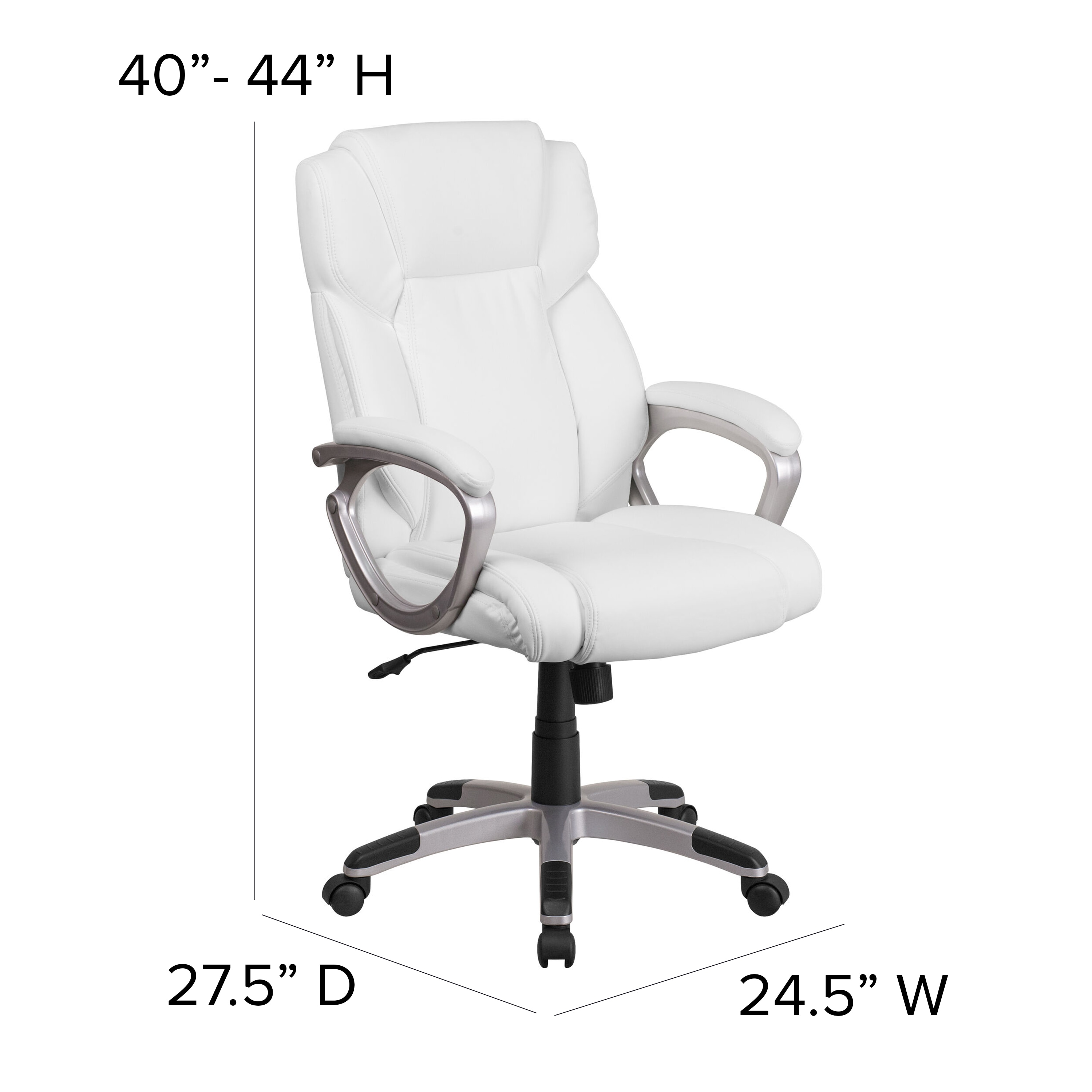 Elegant White LeatherSoft Mid-Back Swivel Office Chair with Padded Arms