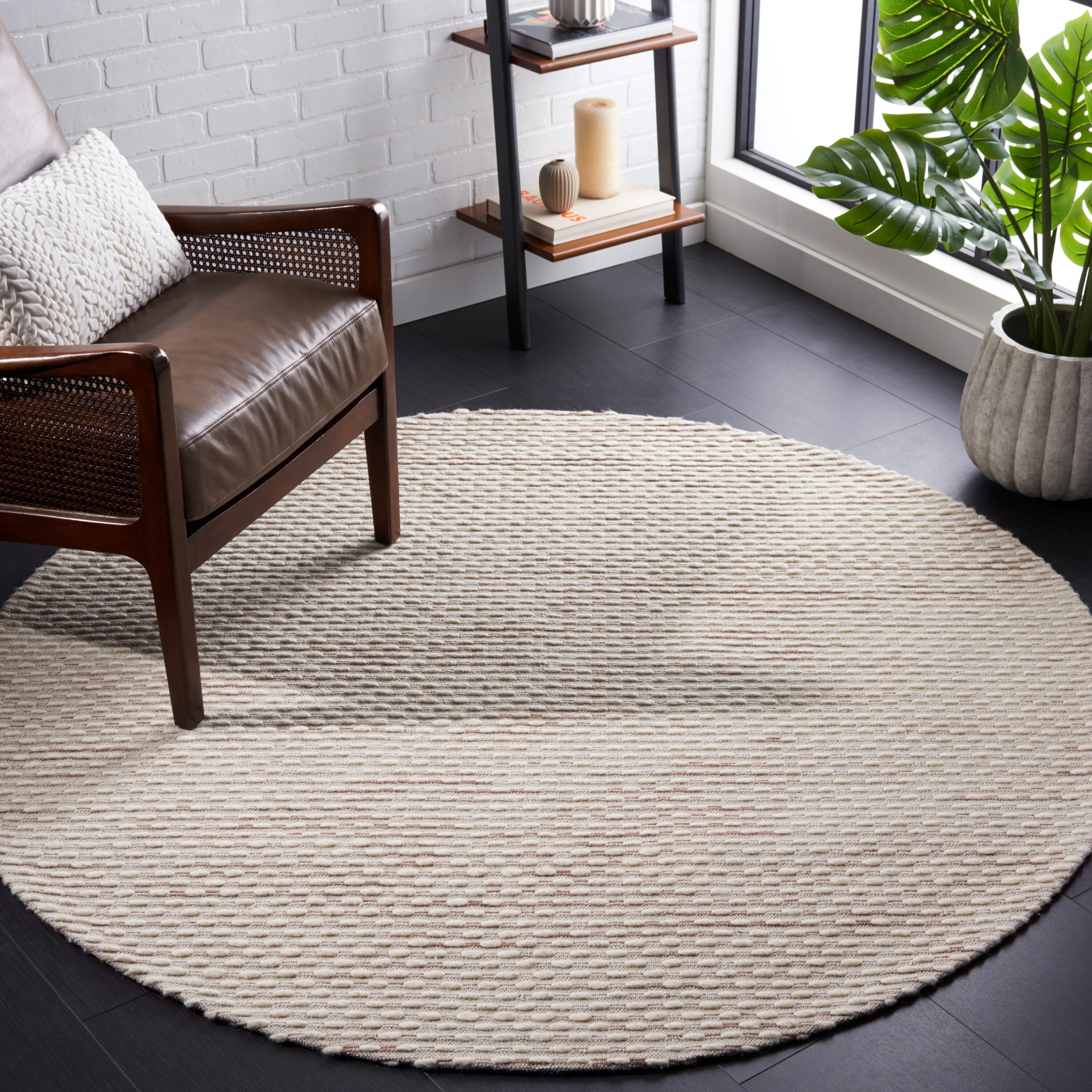  Marbella 158 Beige Solid / Tonal 6ft x 6ft Round Rug