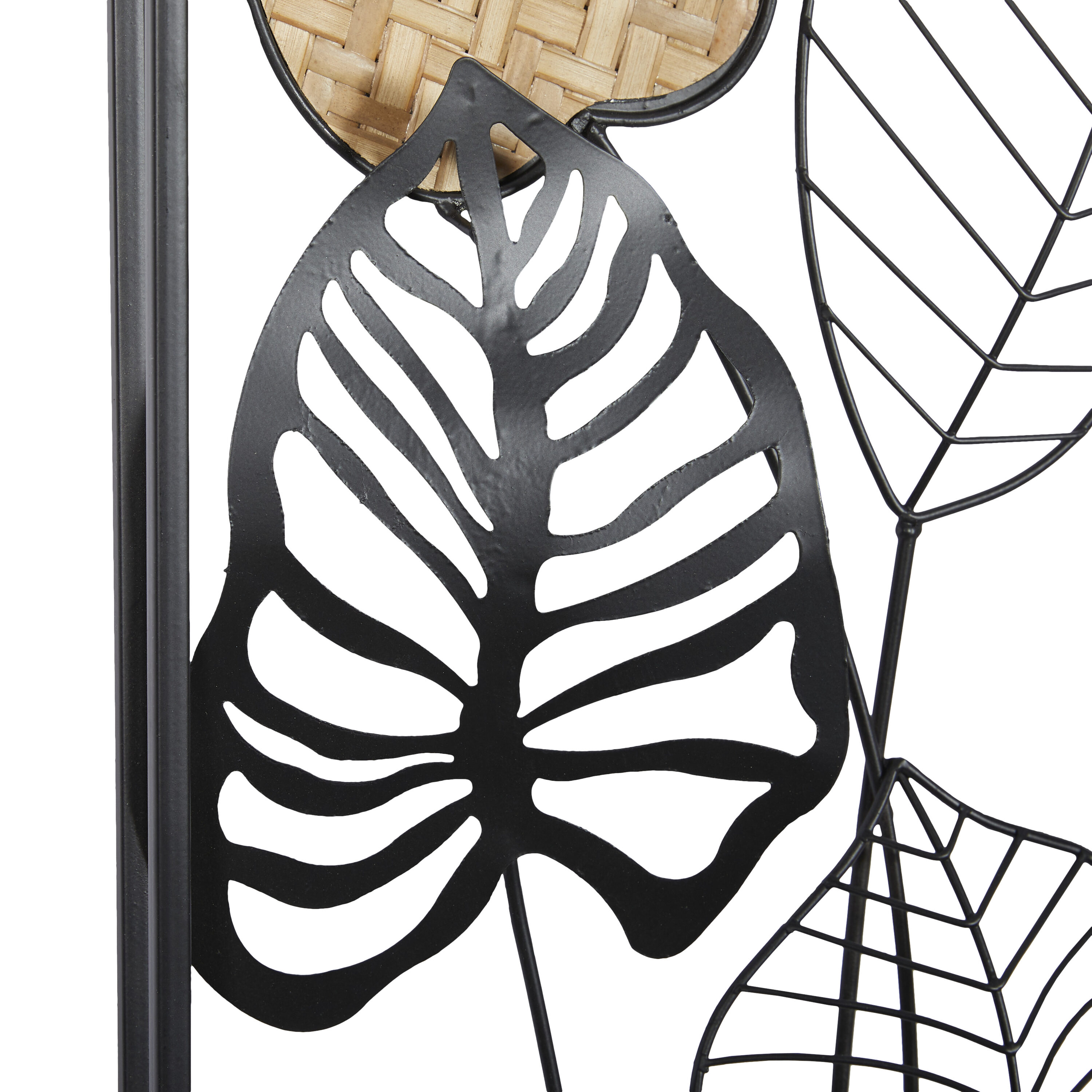 Black Metal and Reed Leaf Wall Decor Set of 2