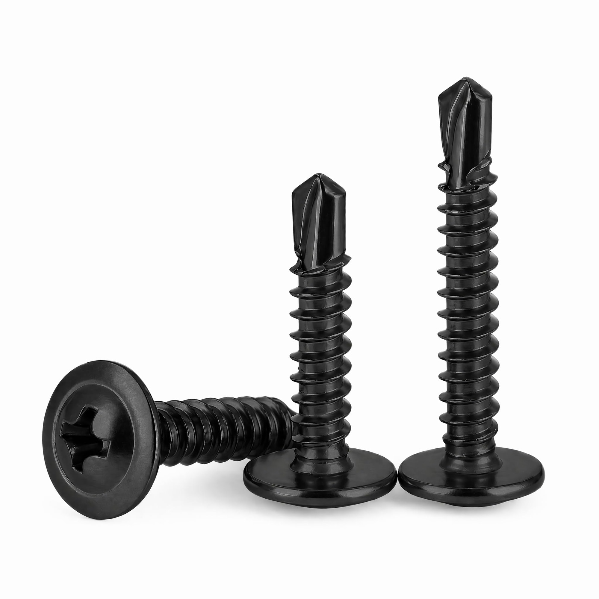 UUDULY  Number 8 by 1 Sheet Metal Screws Black Zinc Plated 410 Stainless Steel Truss Head Phillips Drive Self Tapping Screws for Metal Plastic