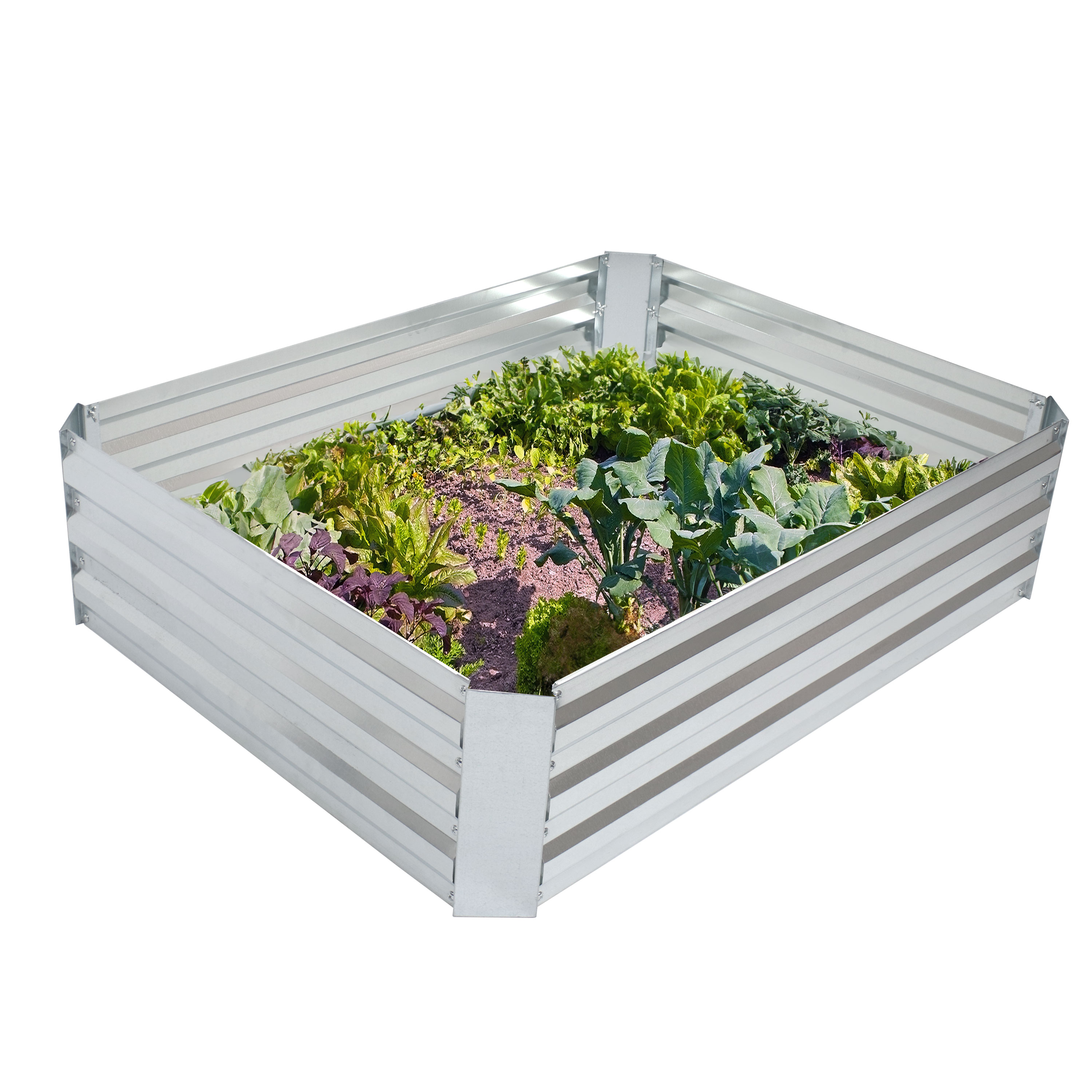 Sunnydaze Decor NPH-601 46.25-in W x 35.25-in L x 12.5-in H Elevated Silver Galvanized Metal Raised Garden Bed