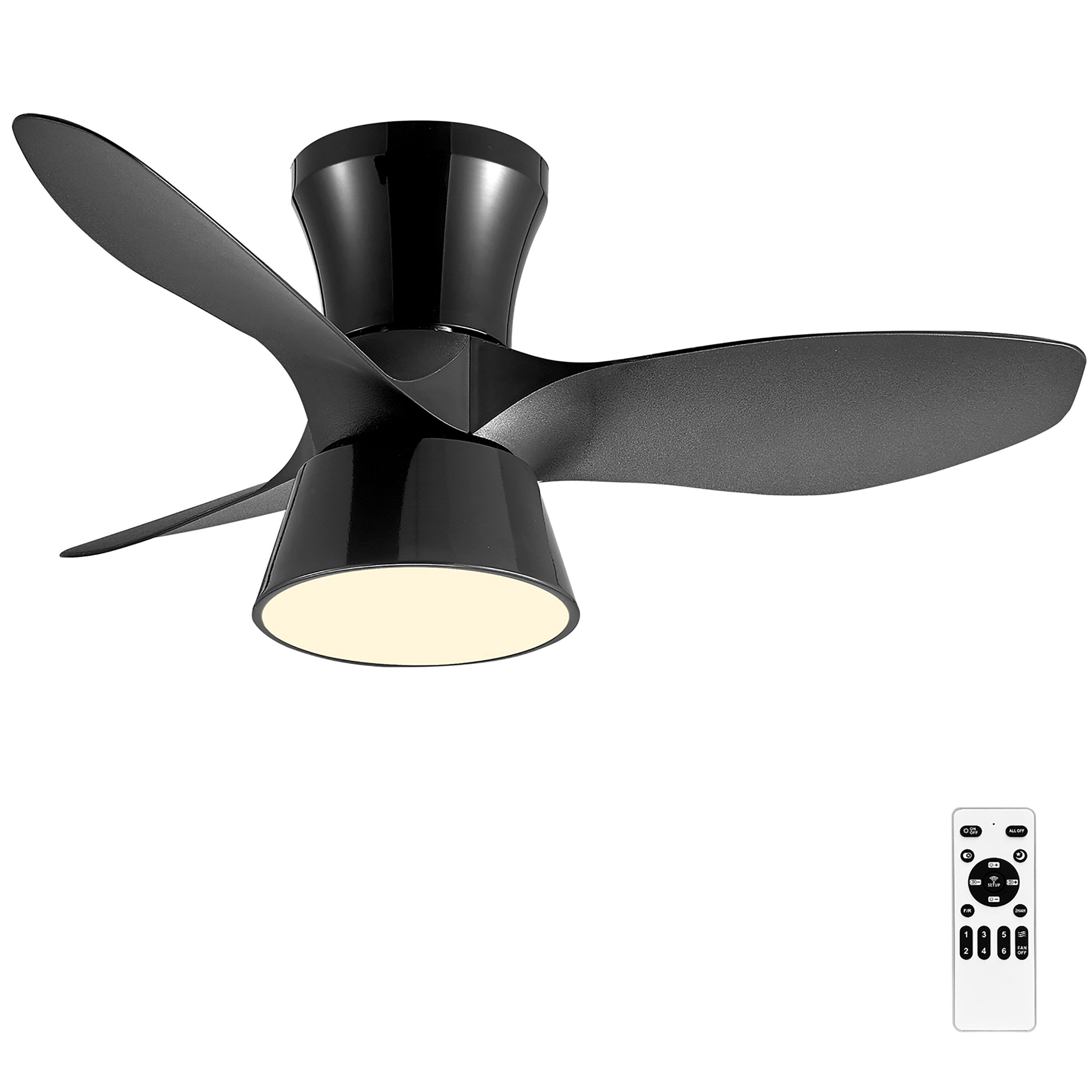 Maincraft D01-CF045 32-Inches Black with Color-Changing Integrated LED Fixture Indoor Flush mount Standard Ceiling Fan With Light and Remote ( 3 -Blade)