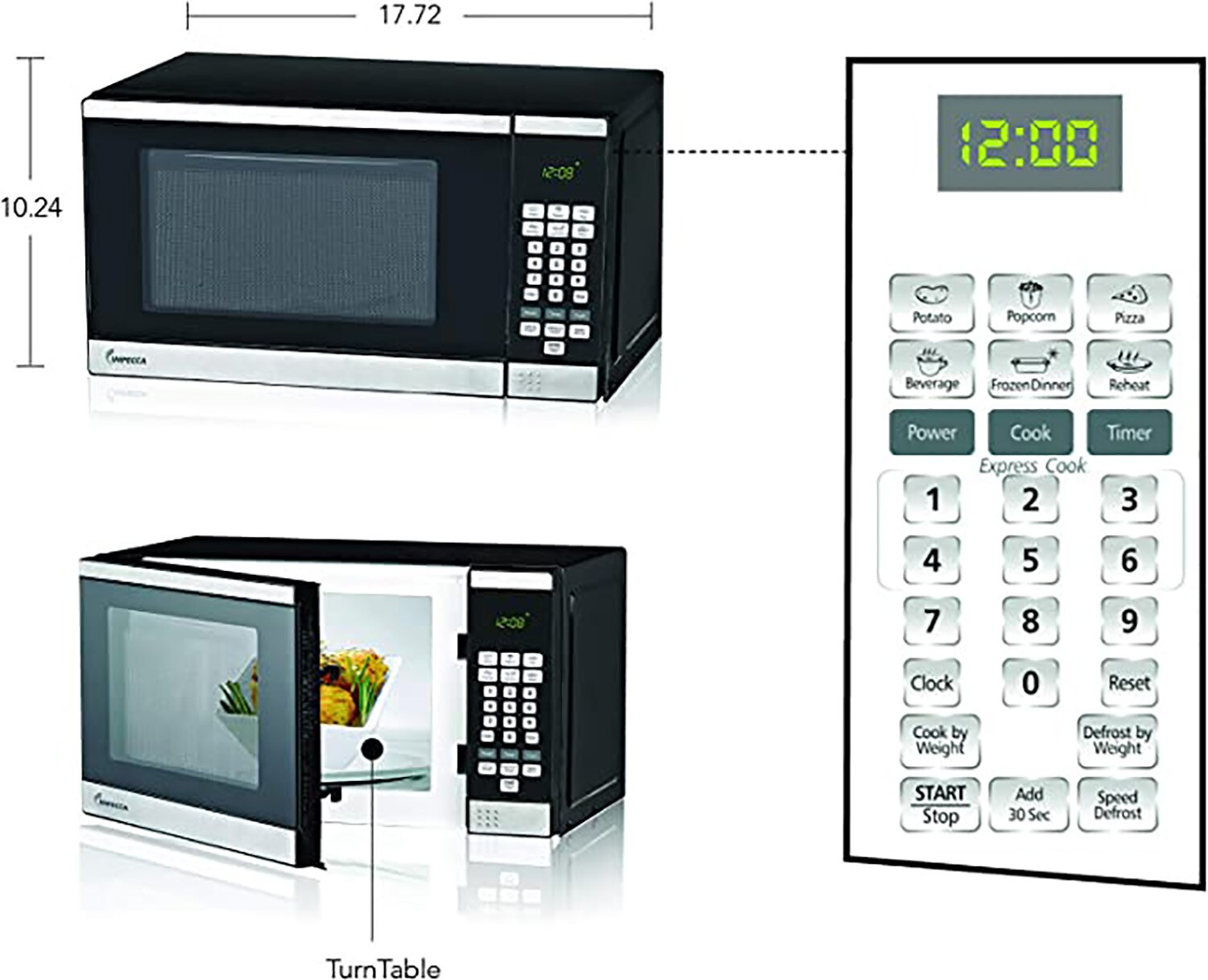 Impecca 0.7 Cu. Ft. Microwave Oven 700W - Stainless Steel