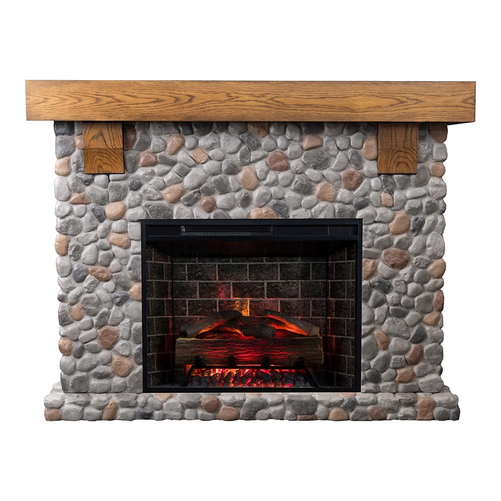 Country Living CL-2409M-RR-28 55 W Glenbrook River Rock Free standing Fan-forced Flat wall Electric Fireplace with Remote Control Included