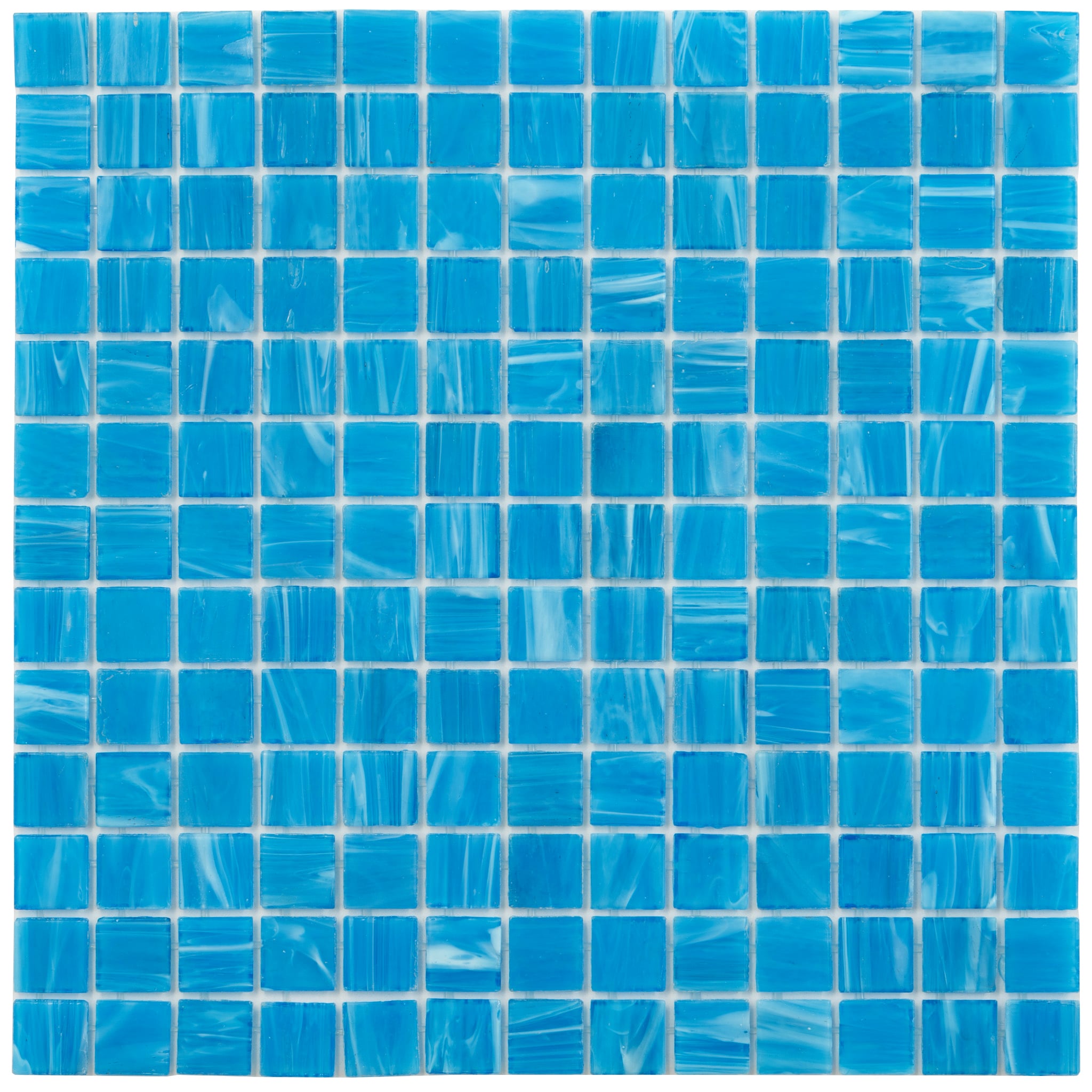 Celestial Dodger Blue Glossy Glass Mosaic Tile