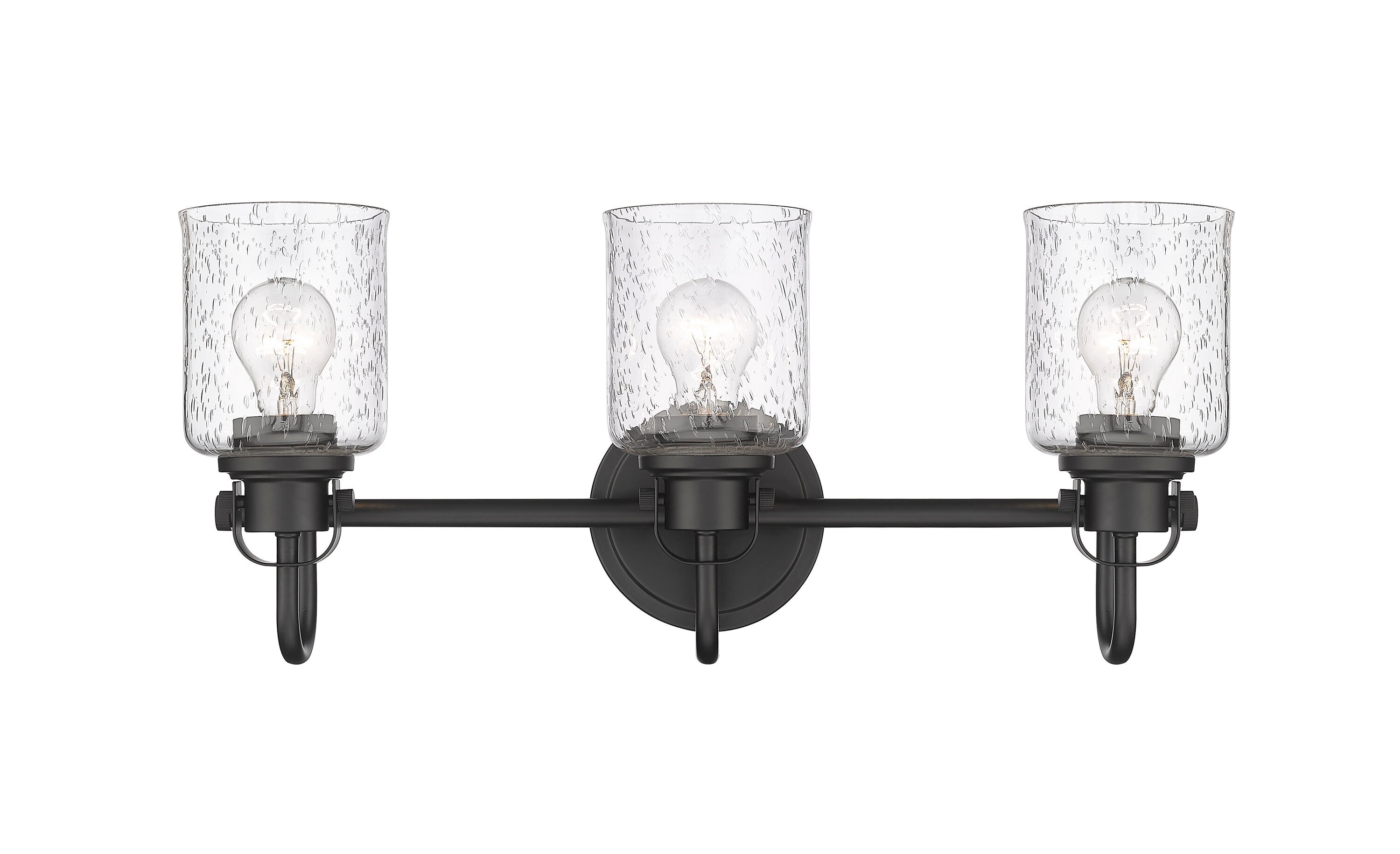 Matte Black Industrial 3-Light Steel Vanity Fixture