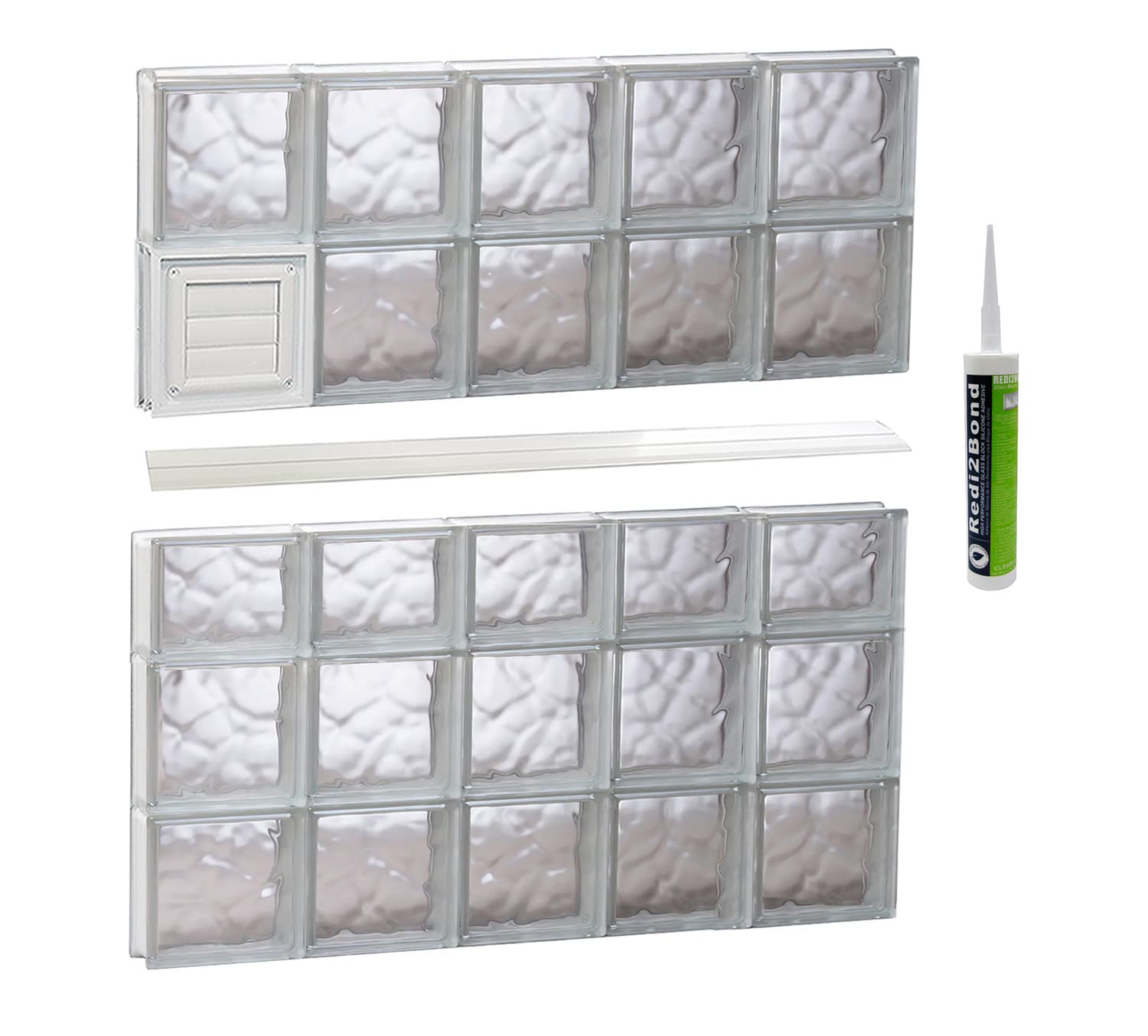 REDI2SET D4038DC Wavy Glass 38-3/4-in x 36-3/4-in Frameless Replacement Dryer vent Glass Block Window