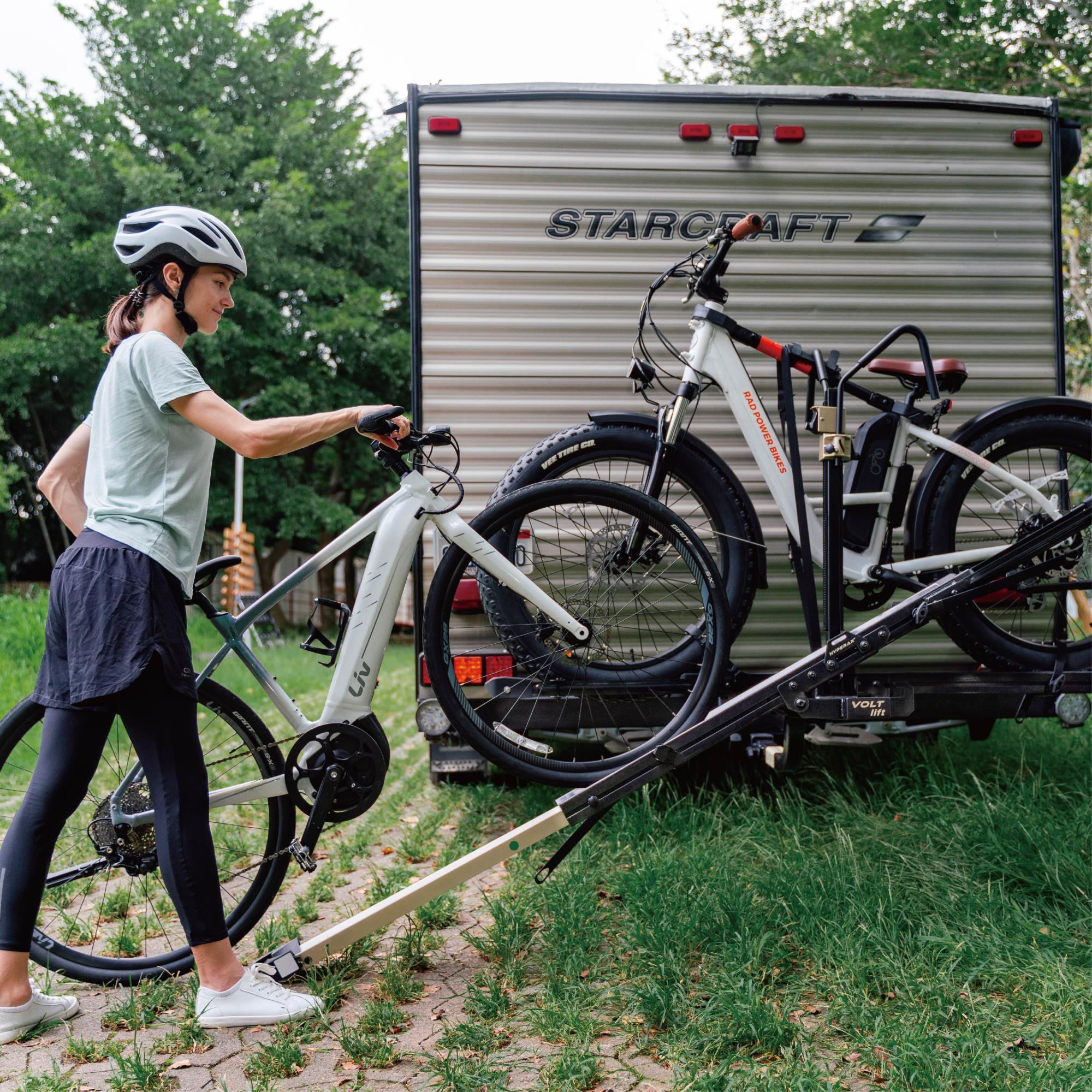 Boyel Living VOLT lift Bike Rack Patented Lift Ramp Triple Safety Protection 2Inch Hitch