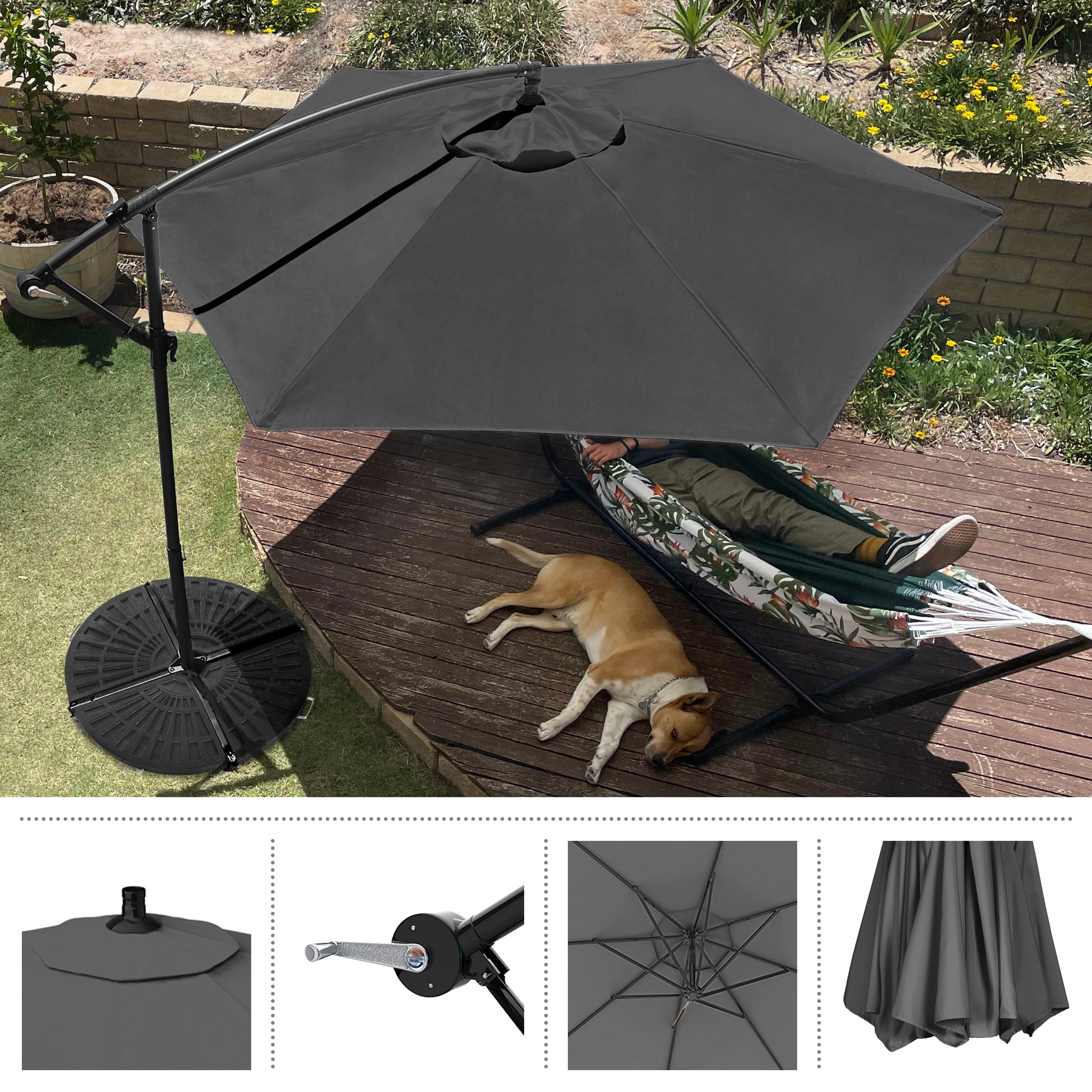 Pure Garden 10 Ft Aluminum Gray No Tilt Cantilever Patio Umbrella 50 Lg1420 At 8228