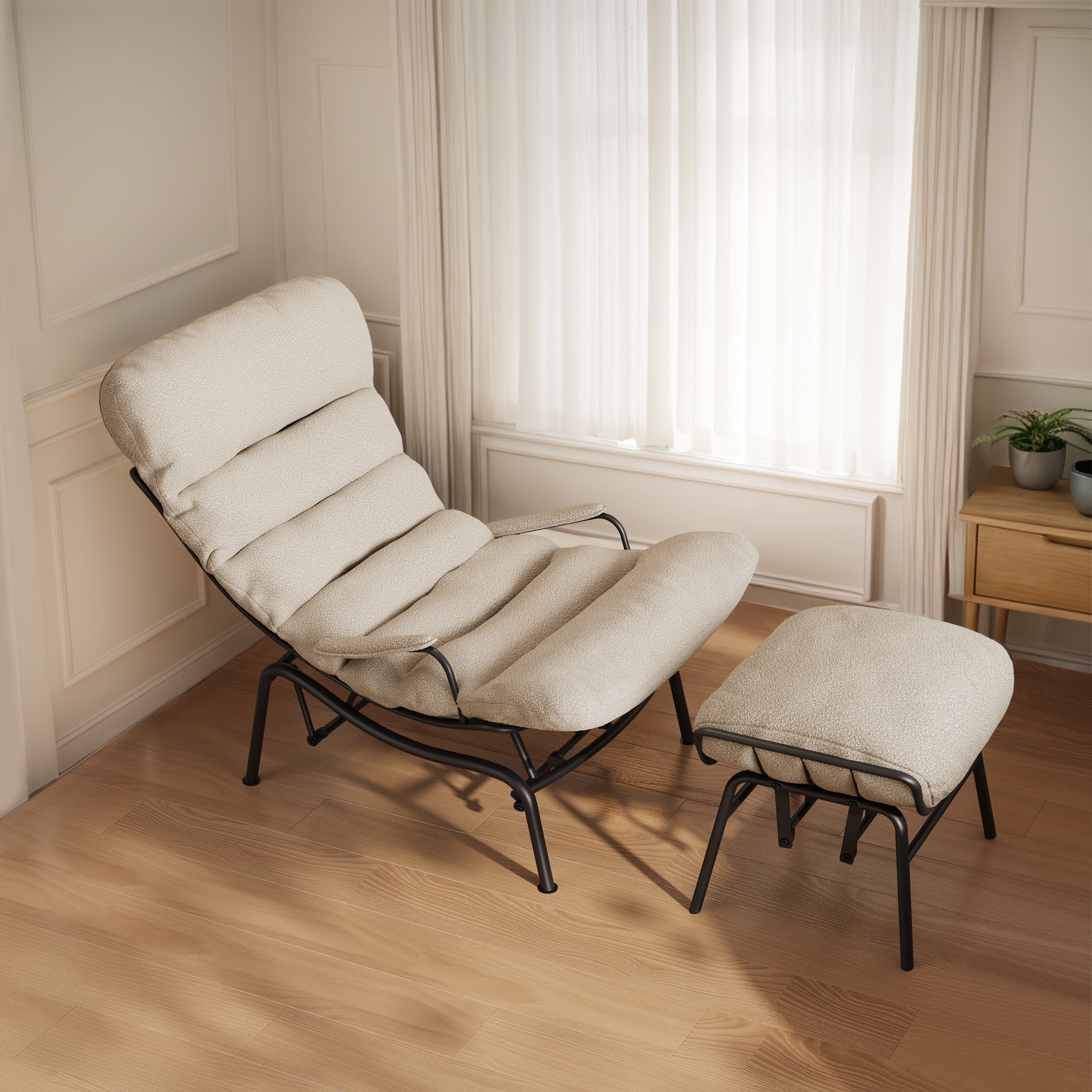weaxty HMBYYDL-240 Modern Beige Plush Corner Chair