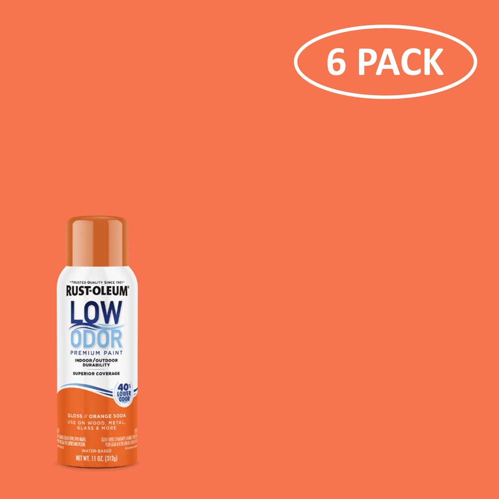 Rust-Oleum 388268SOS Low Odor 6 -Pack Gloss Orange Soda Spray paint ( NET WT. 11-oz )