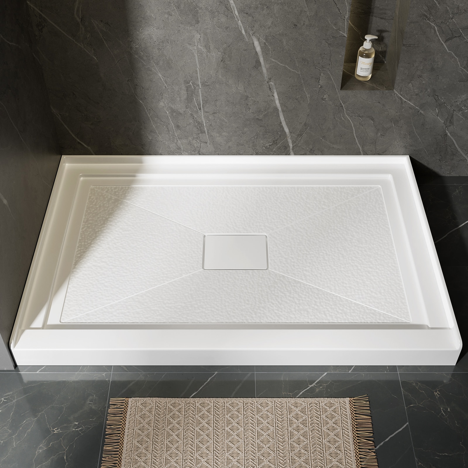 Blisstyle 48x32 Inch White Acrylic Shower Base Center Drain Non Slip Surface Shower Base Shower Pan