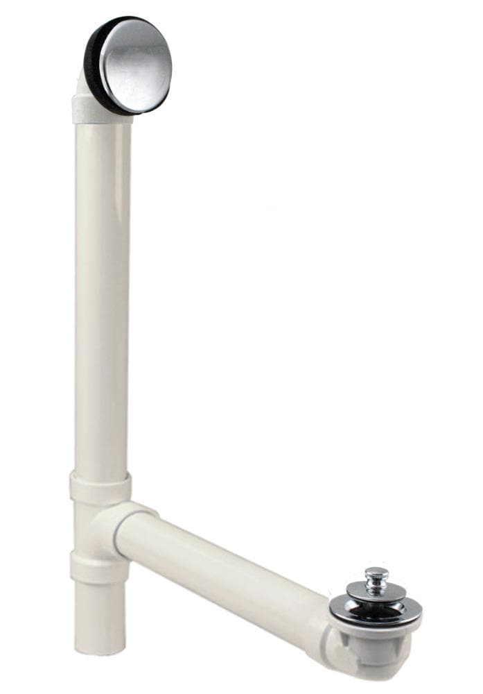 WESTBRASS 494244H-26 Illusionary Overflow 12 In. and 4 In. Sch. 40 PVC Bath Waste and Overflow with Lift and Turn Bath Drain In Polished Chrome