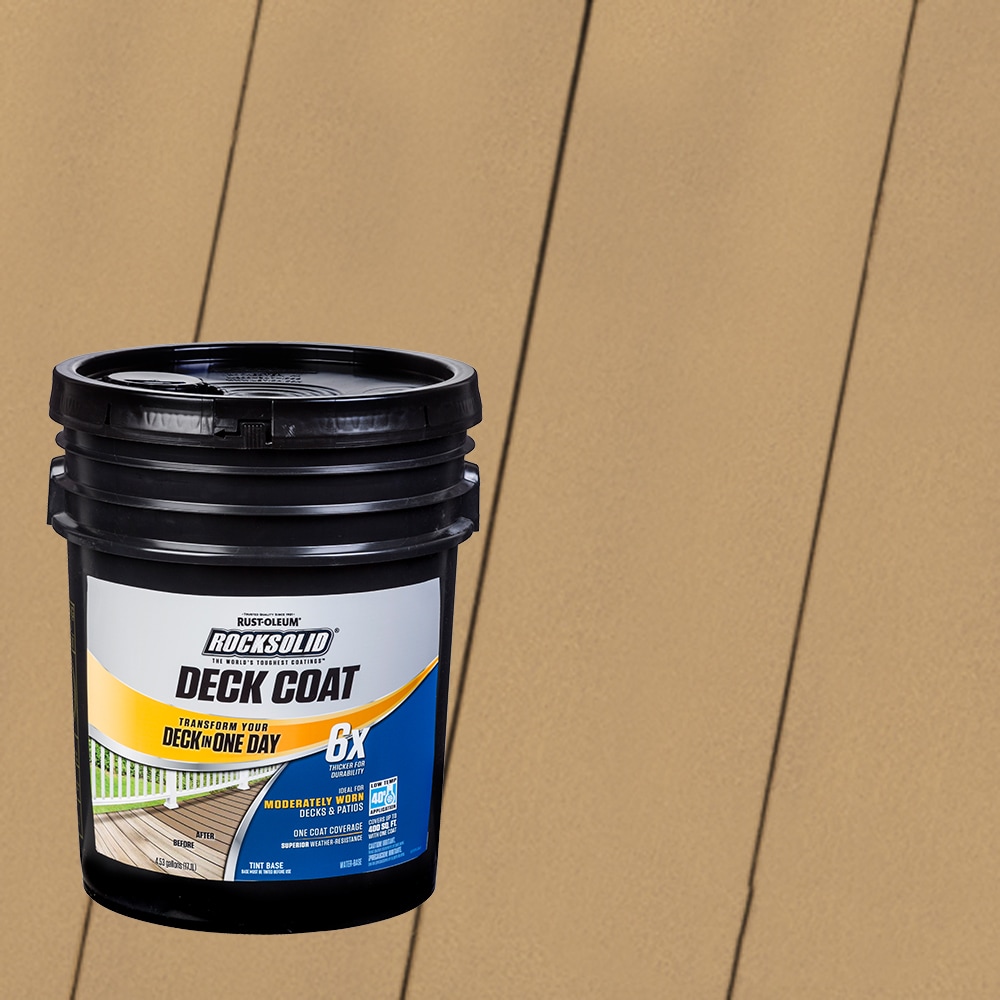 Rust-Oleum 319721T RockSolid 6X Deck Coat Pre-Tinted Sandstone Solid Exterior Wood Stain and Sealer in One ( 5-gallon )