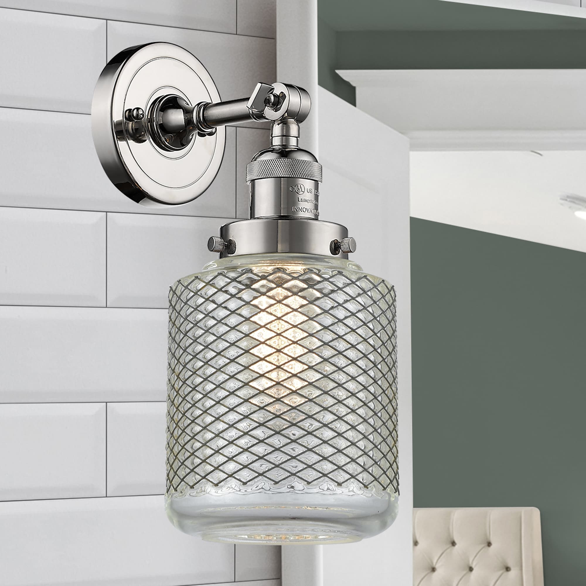 Innovations Lighting 203-PN-G262 Stanton 6-in W 1 -Light Polished Nickel Industrial Wall Sconce