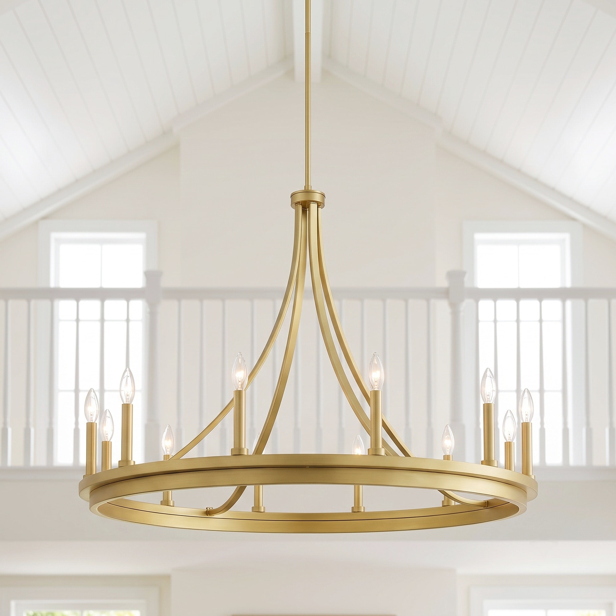 ACROMA Decatur 12 -Light Satin Gold Bare bulb Metal Metal Chandelier