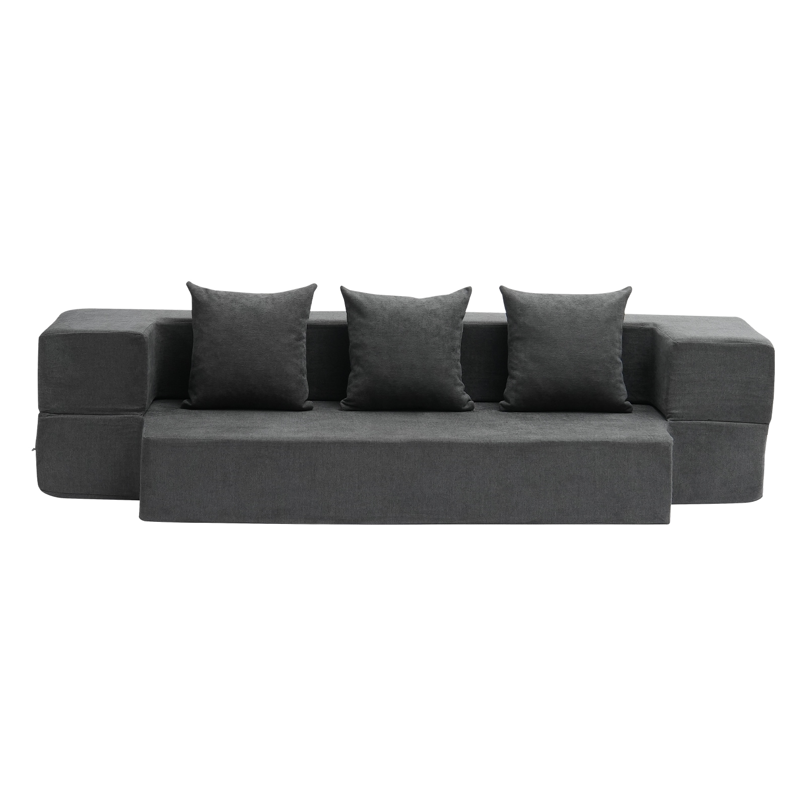 VEVOR Folding Sofa Bed 3-in-1 Foldable Couch Bed with 3 Pillows and Washable Cover 25D High Density Memory Foam Convertible Sleeper Chair Bed Futon Couch for Living Room Bedroom Dark Grey(Twin)