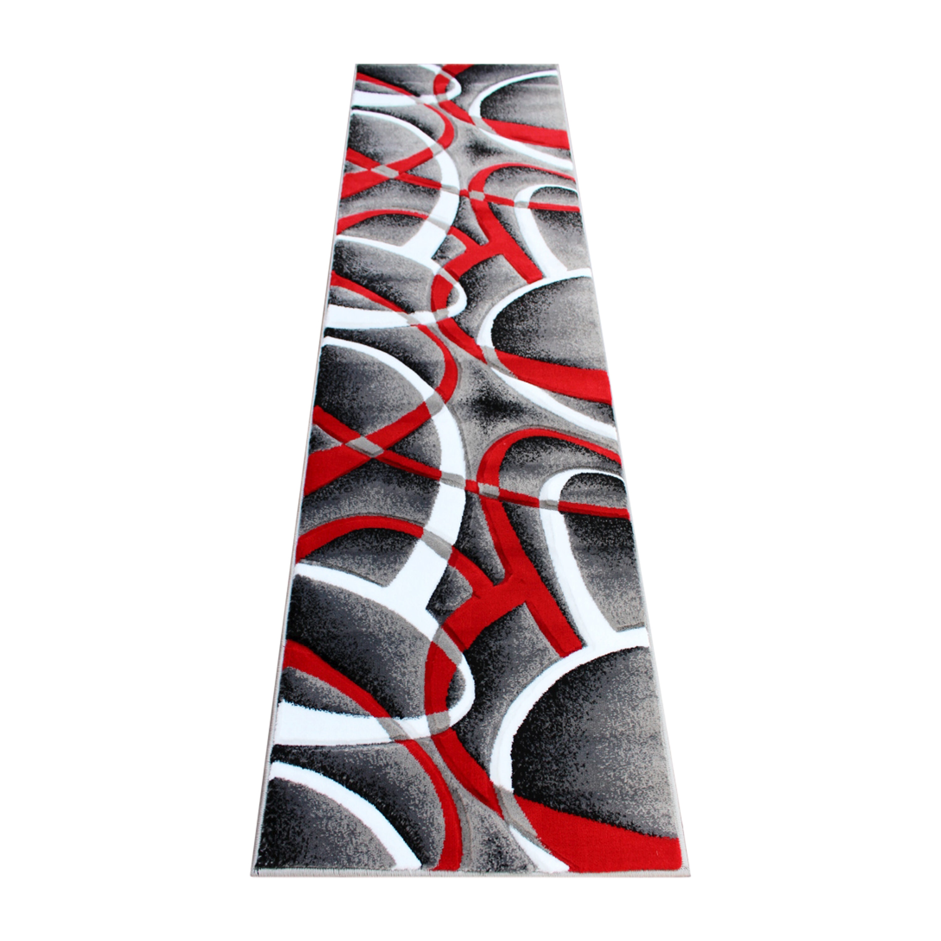 Red Abstract Reversible Synthetic Runner Area Rug