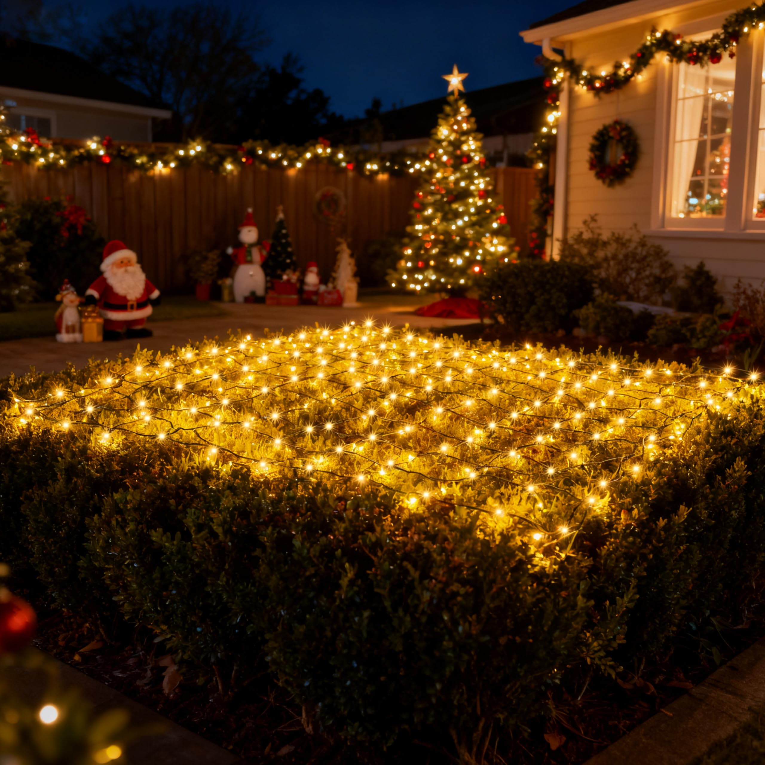 Joyfy 100 Warm White Christmas Net Lights for Indoor and Outdoor Decorations