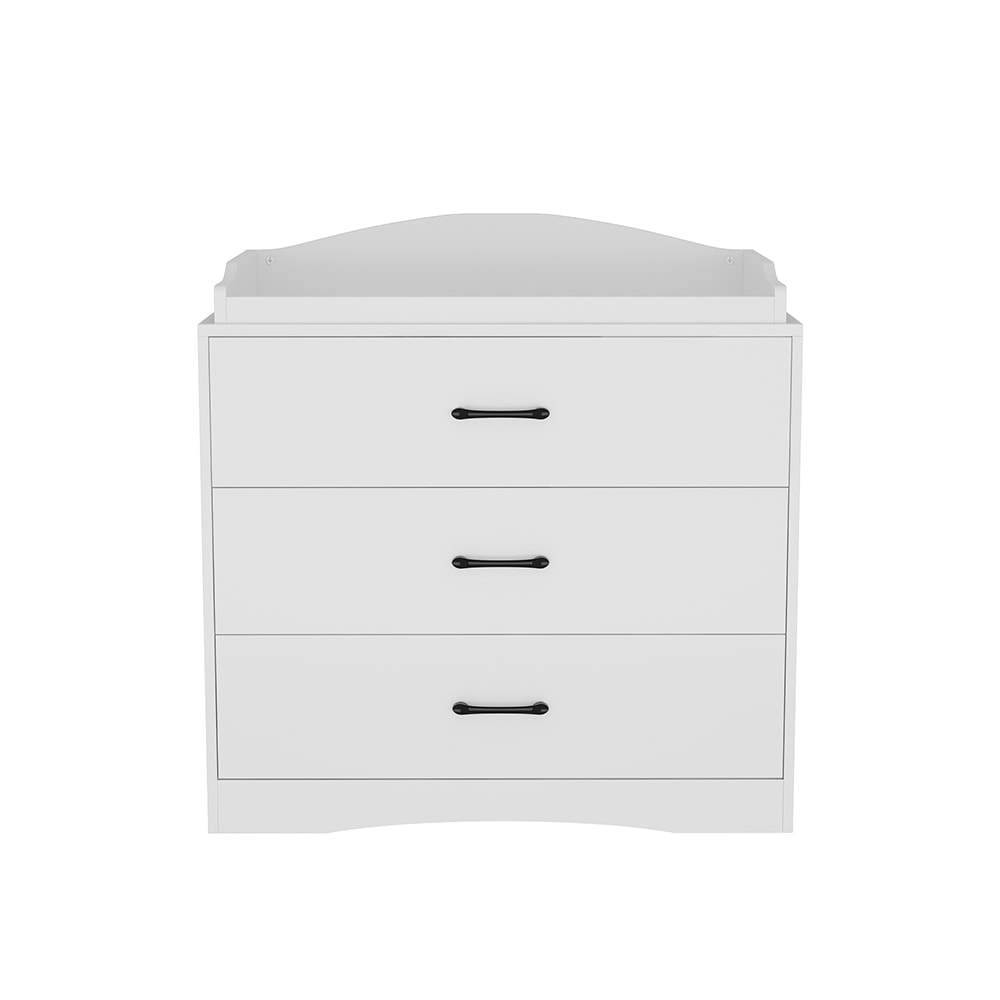  V-KF200067-02 Changing Table Set with 3 Drawers and Safety Rail Contemporary Dresser with Secure Front Panel and Anti-Dumping Device for Nursery