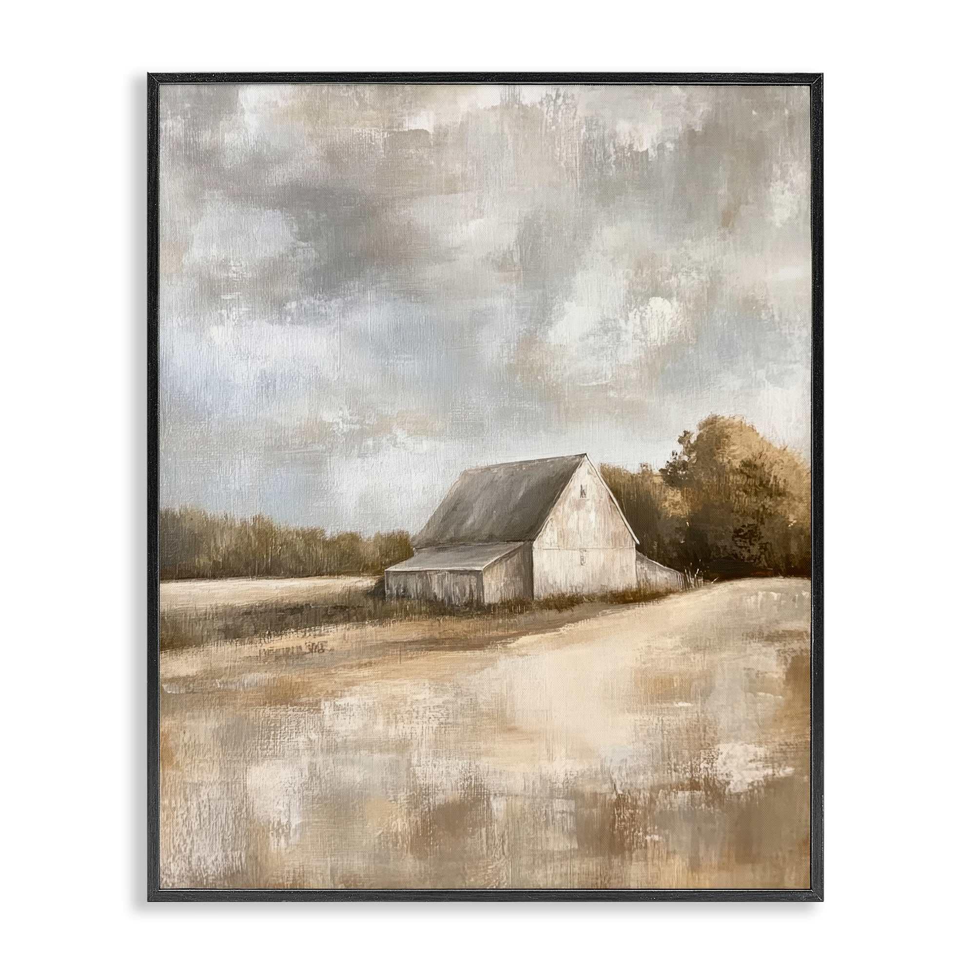 Stupell Industries BT-831-FR-16X20 Cloudy Farm Landscape Black Framed Giclee Art By Petal Prints Design 16 x 20