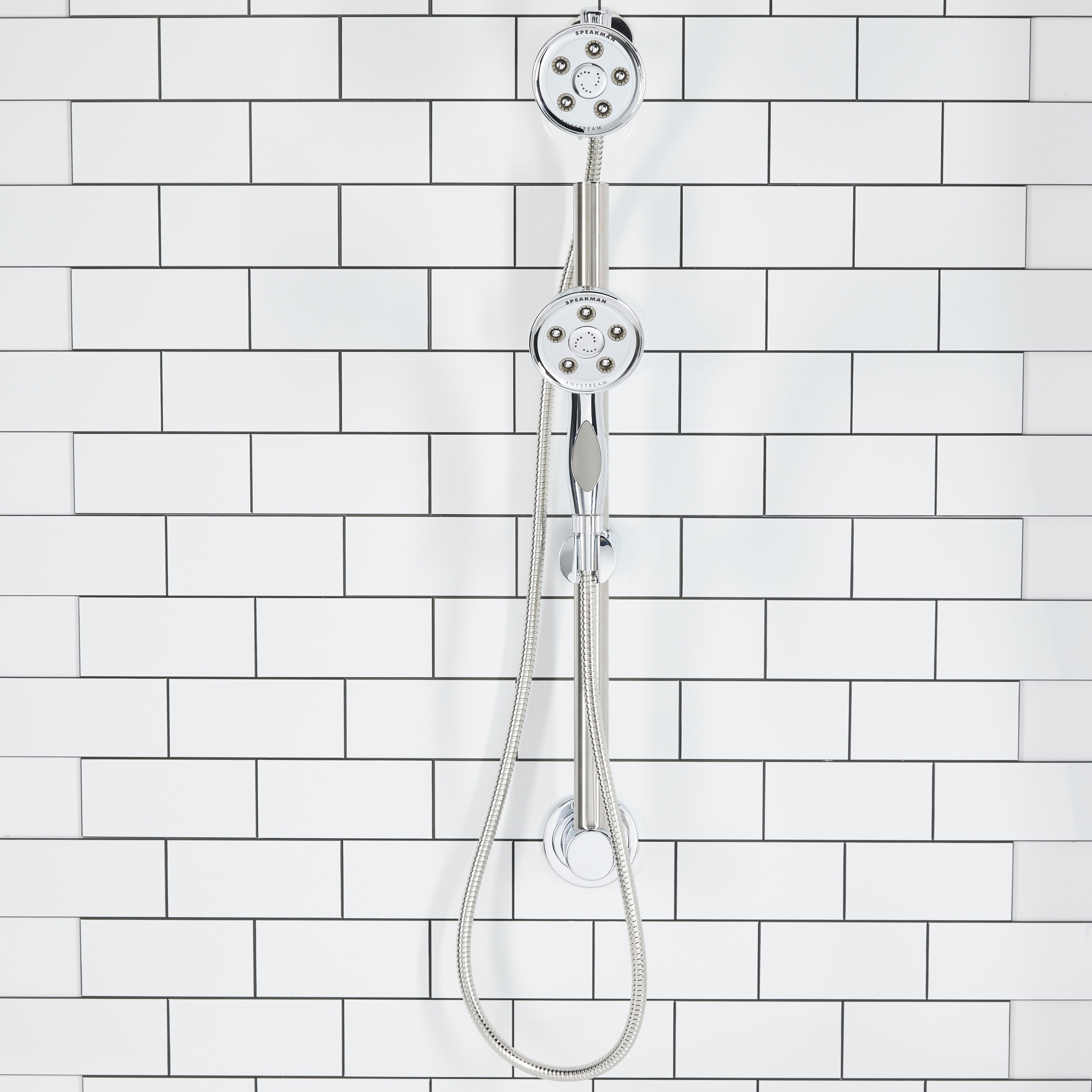 Caspian Polished Chrome Dual Head Adjustable Shower System