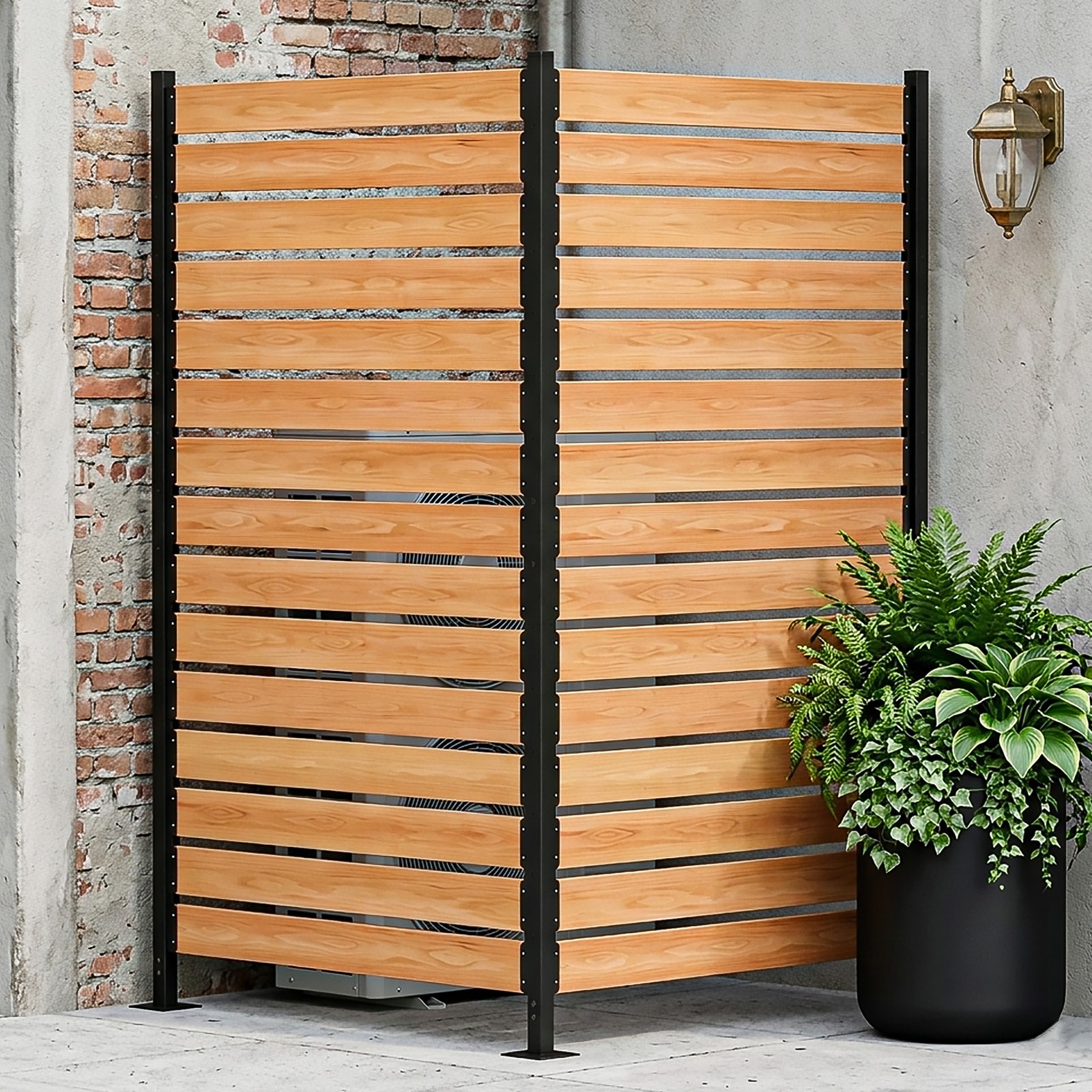 DOCRED  38 W x 73 H 2 Panels Air Conditioner Fence No Dig Wood Outdoor Privacy Wall Pool Equipment Enclosure Trash Can Enclosure Privacy Fence Panels For Outside