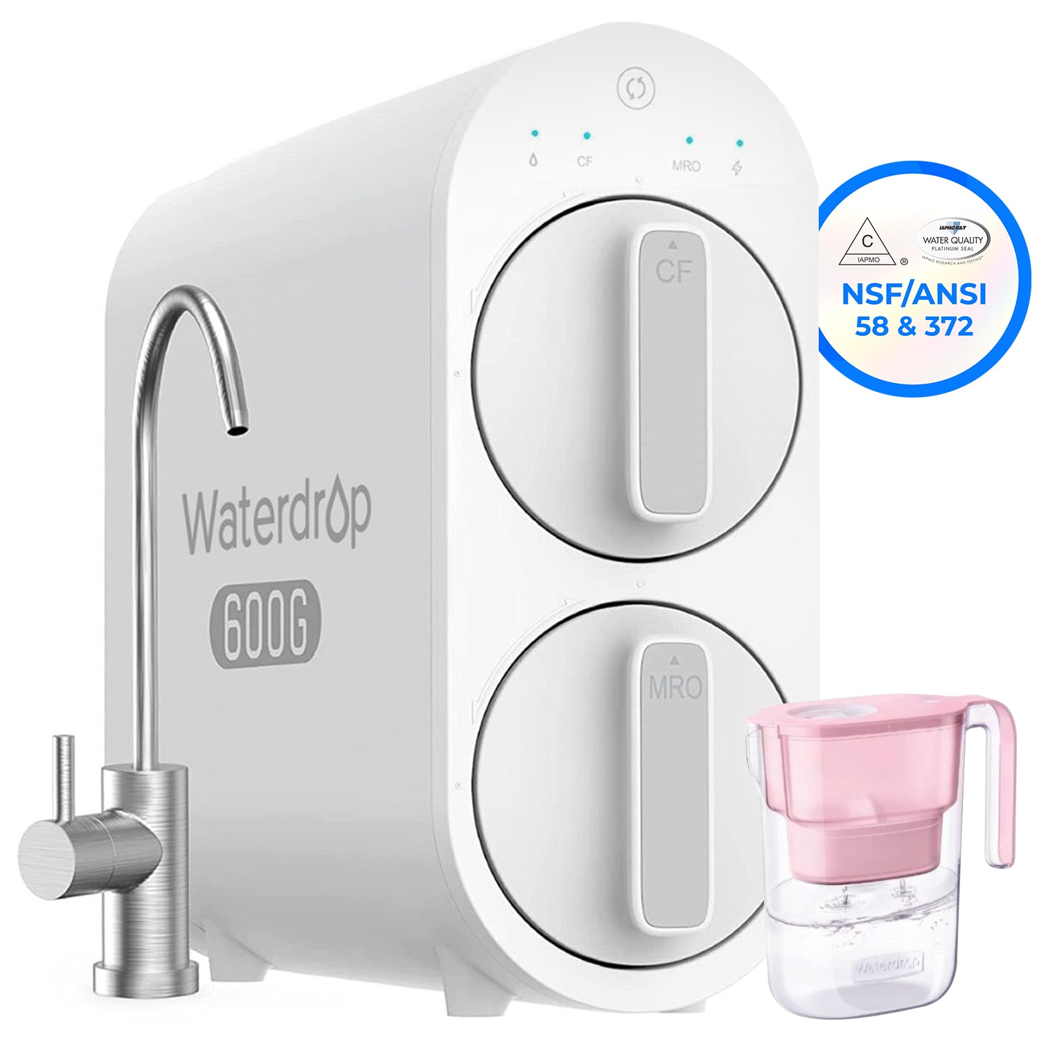 Waterdrop BL-WD-G2P6-05P G2P600 Activated carbon Reverse Osmosis Filtration Under Sink Water Filtration System with Stainless Steel Faucet