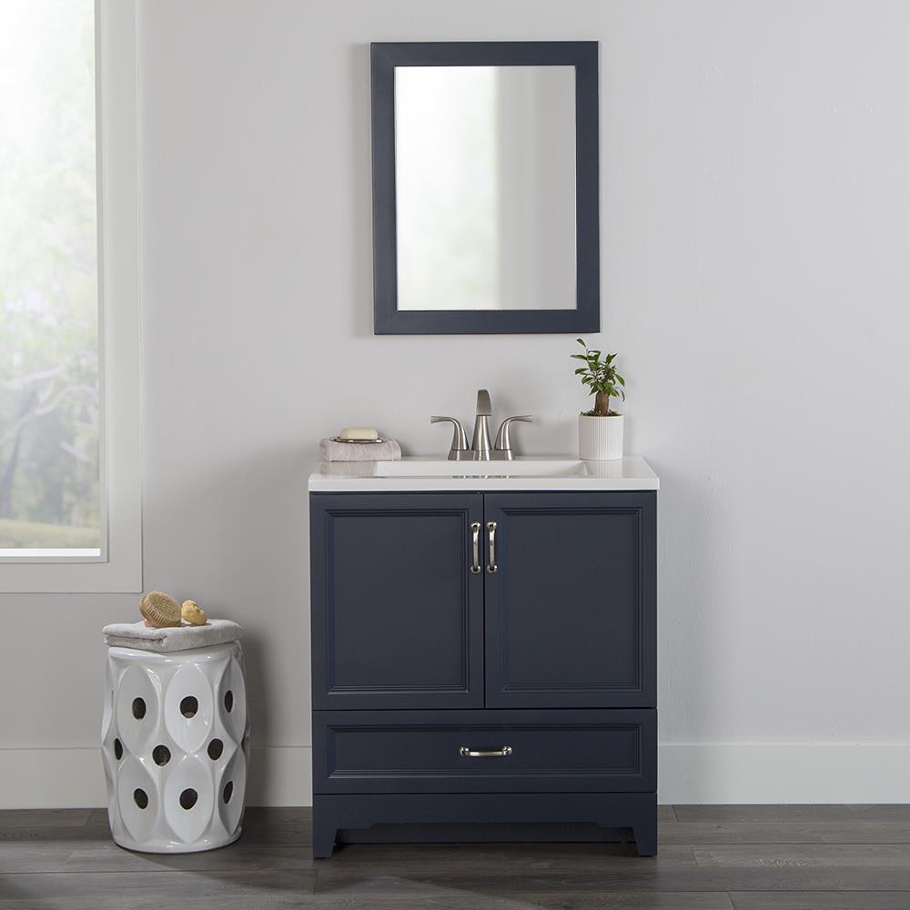 Style Selections 30-in Navy Blue Single Sink Bathroom Vanity with White ...