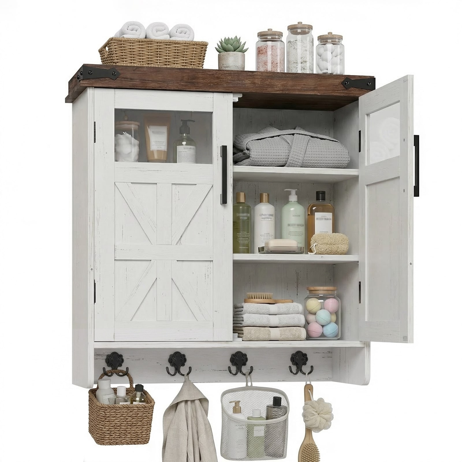 KWPZQEB 24-in x 25-in x 9-in Bathroom Wall Cabinet Wall  Medicine Cabinet with Adjustable Shelves for Small Bathrooms Kitchen Laundry